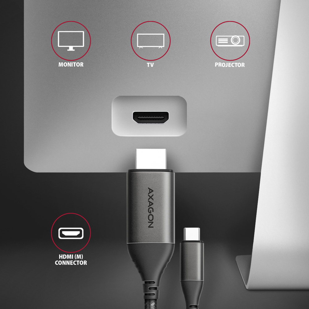 AXAGON RVC-HI2MC – HDMI konektor zapojený přímo do monitoru