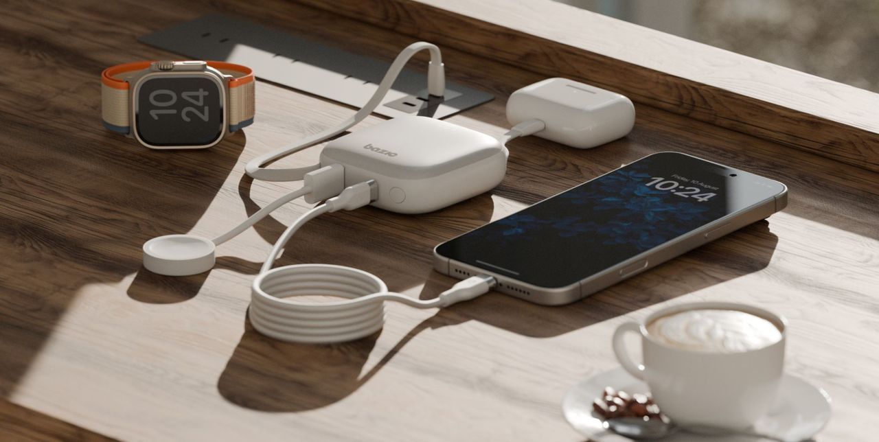 Energea Bazic GoPower Fusion powerbanka 10000mAh s kabely fialová