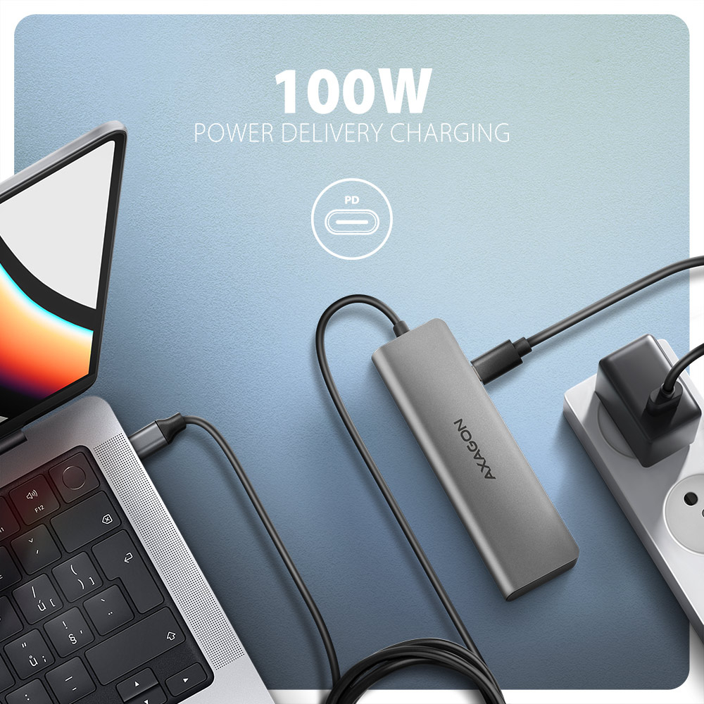 AXAGON HMC-5H – nabíjení notebooku a tabletu pomocí 100W Power Delivery