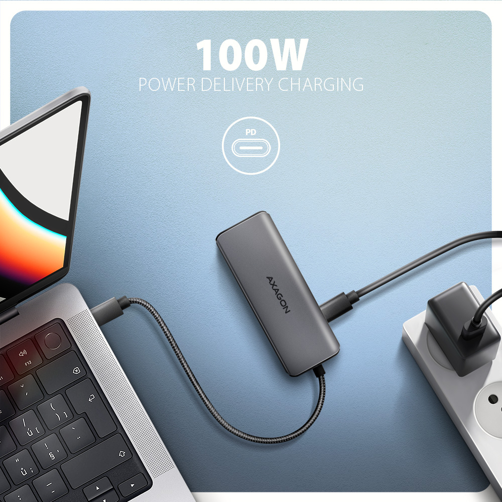AXAGON HMC-5H8K – nabíjení notebooku a tabletu výkonem 100 W