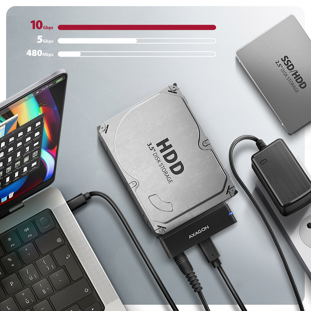 Přenos dat rychlostí až 10 Gbps mezi notebookem a připojeným SATA diskem