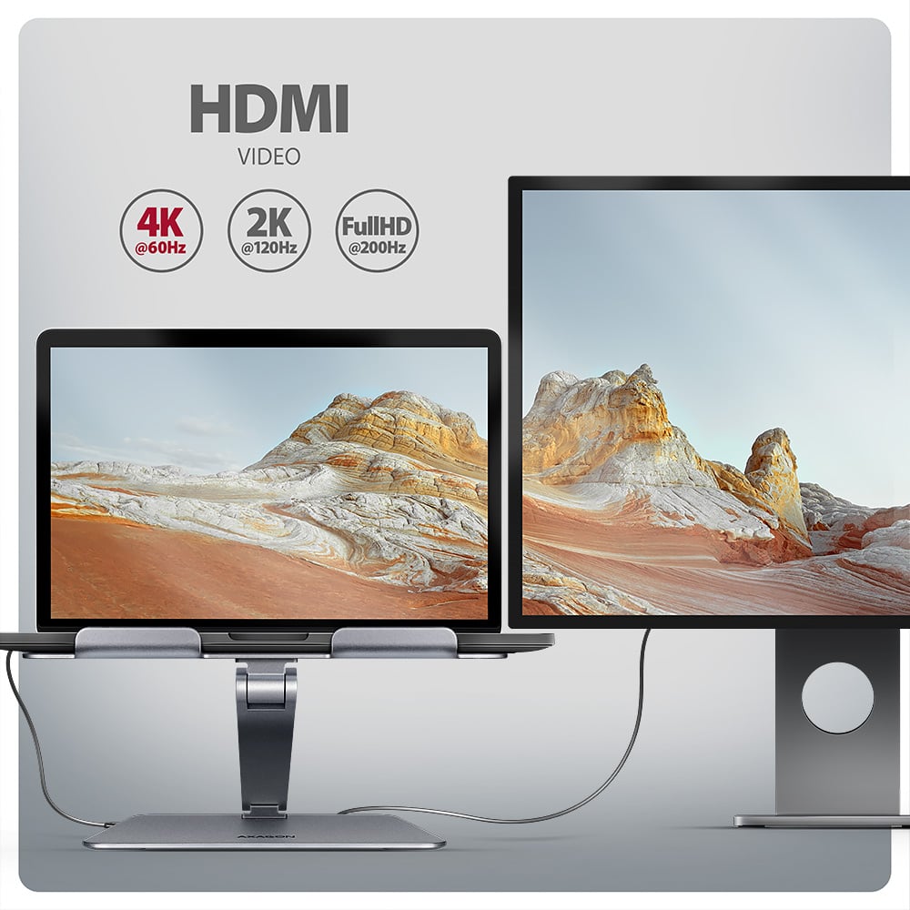 AXAGON HMC-STND – podporovaná rozlišení HDMI výstupu na externím monitoru