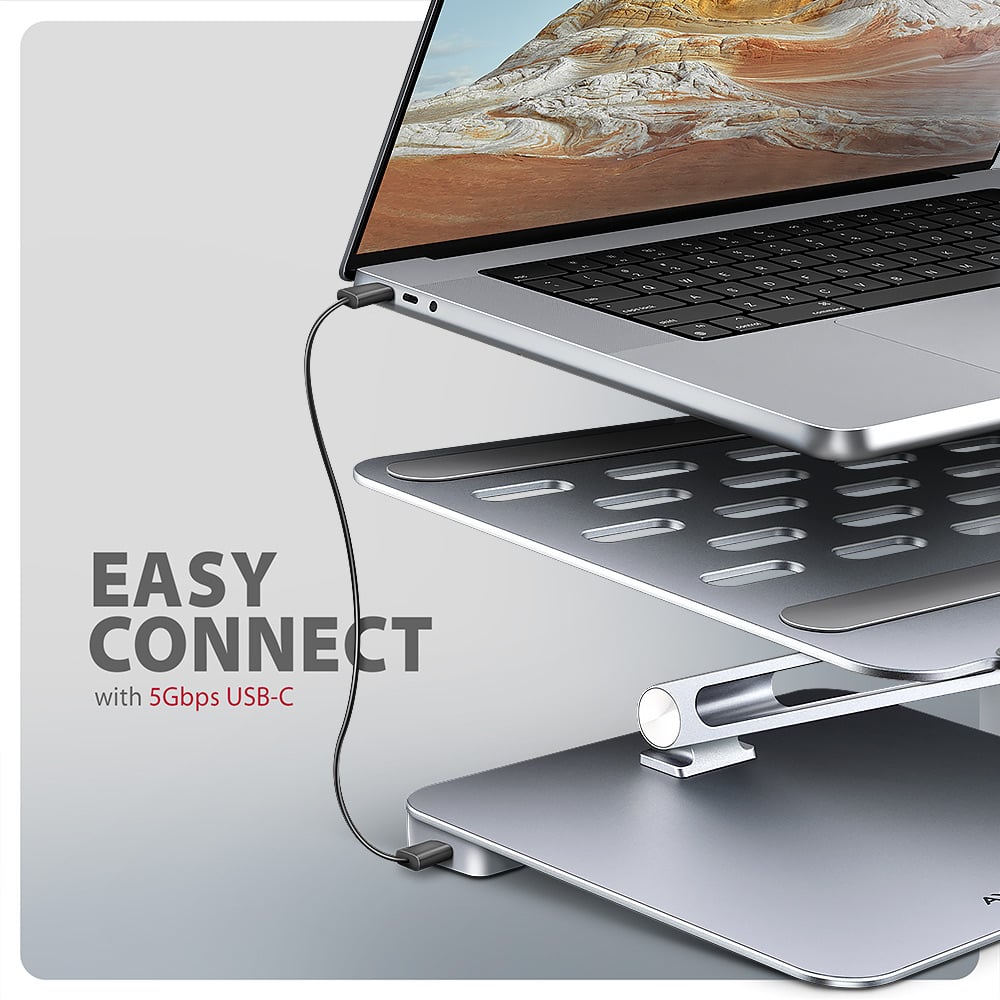 AXAGON HMC-STND – připojení notebooku jedním USB-C kabelem