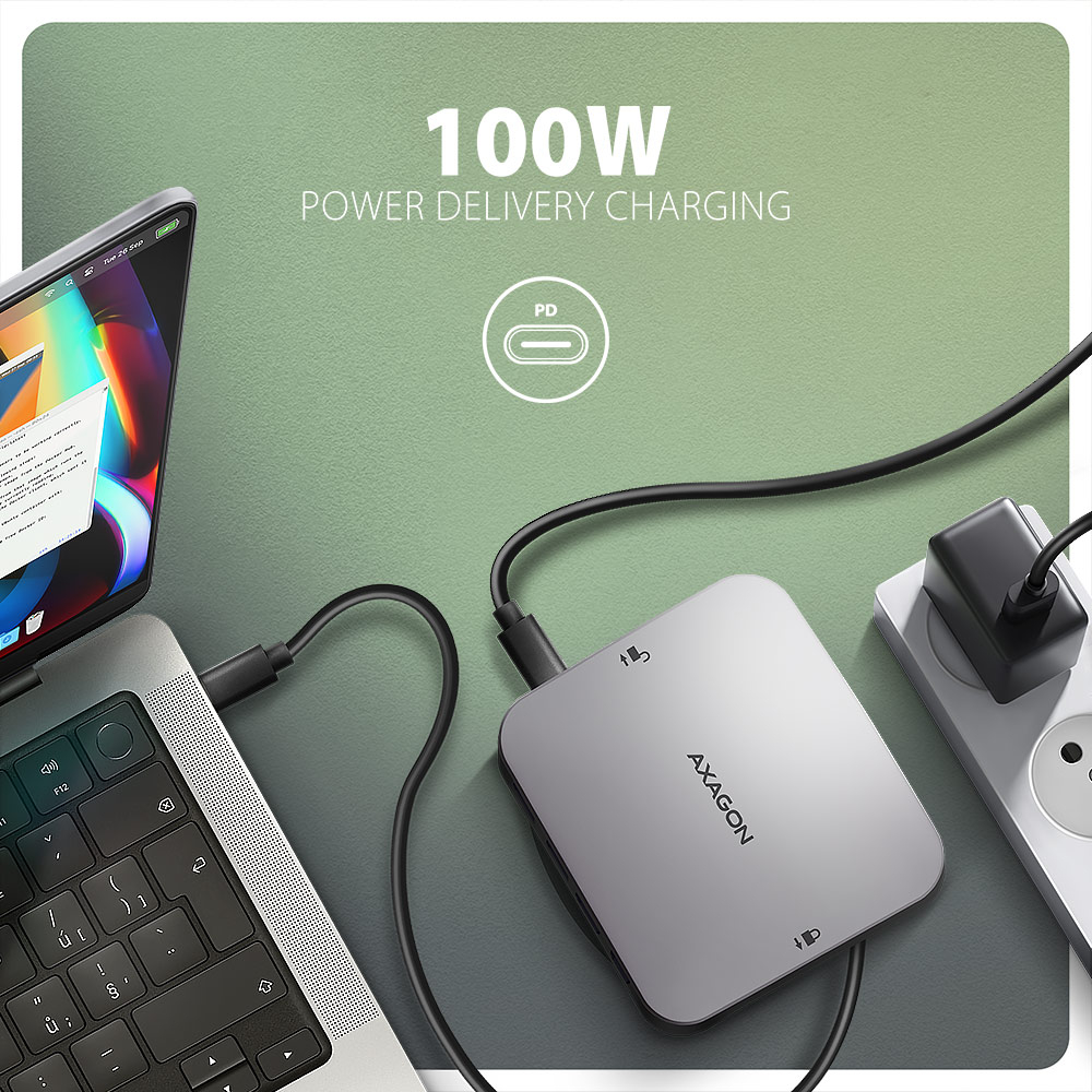 AXAGON HMC-UFO – 100W Power Delivery nabíjení notebooku