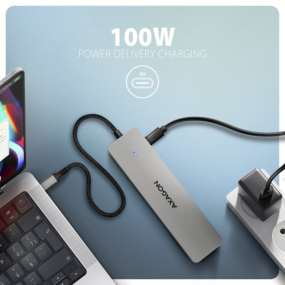 AXAGON HMC-7HX2 – 100W Power Delivery nabíjení notebooku