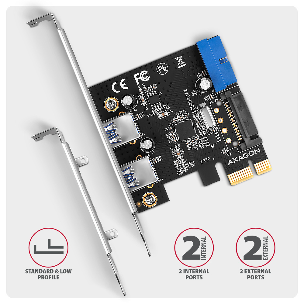 AXAGON PCEU-232RS – standardní a Low profile montážní clona