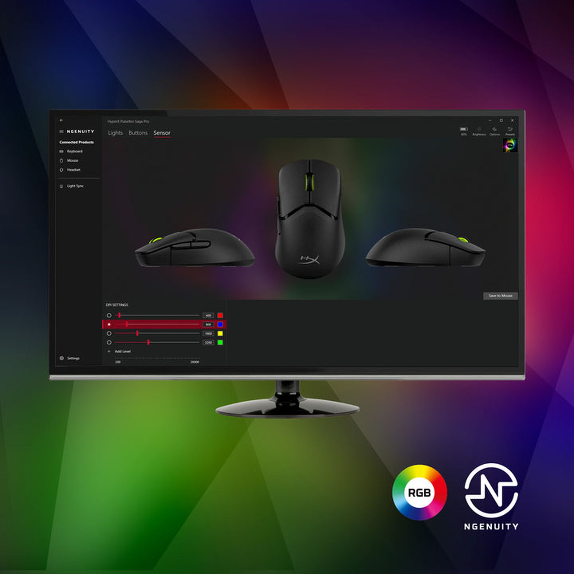 HyperX Pulsefire Saga Wireless herní myš černá