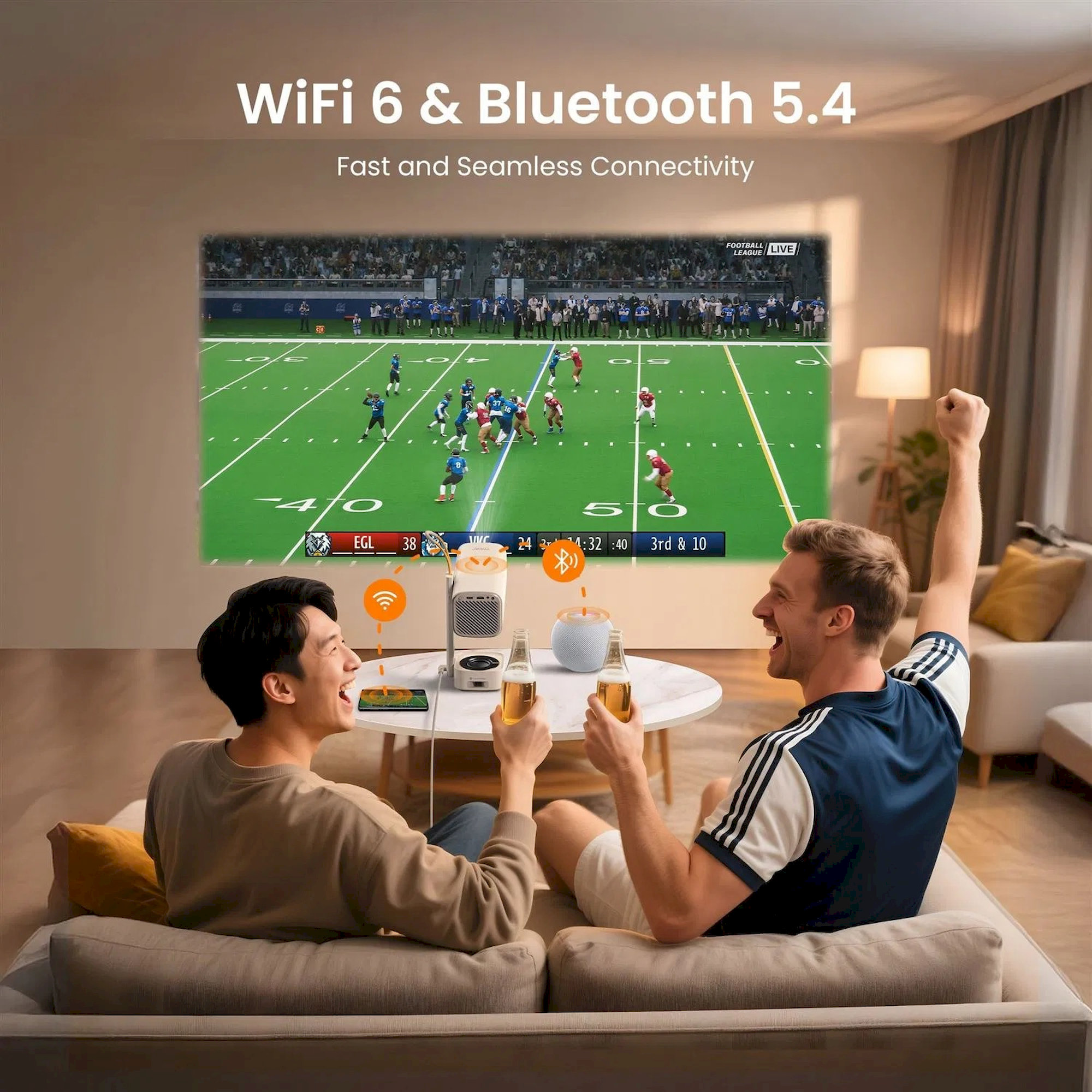 YABER T1 Pro mini WiFi projektor krémový