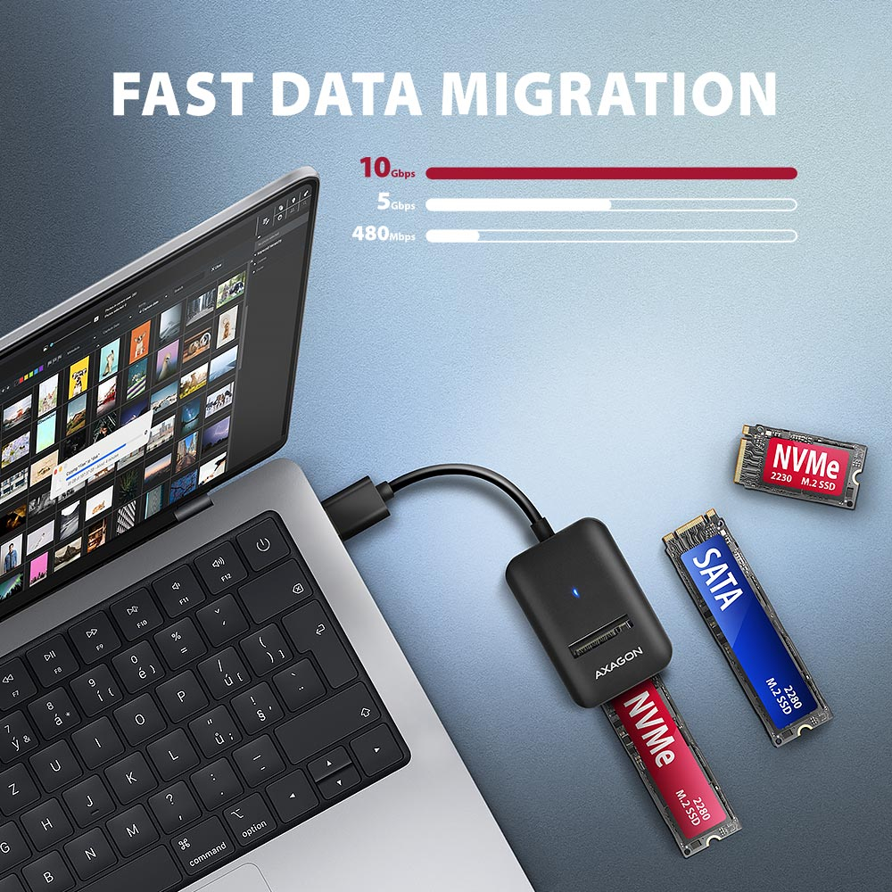 AXAGON ADM2-AM – rychlá migrace dat rychlostí až 10 Gbps