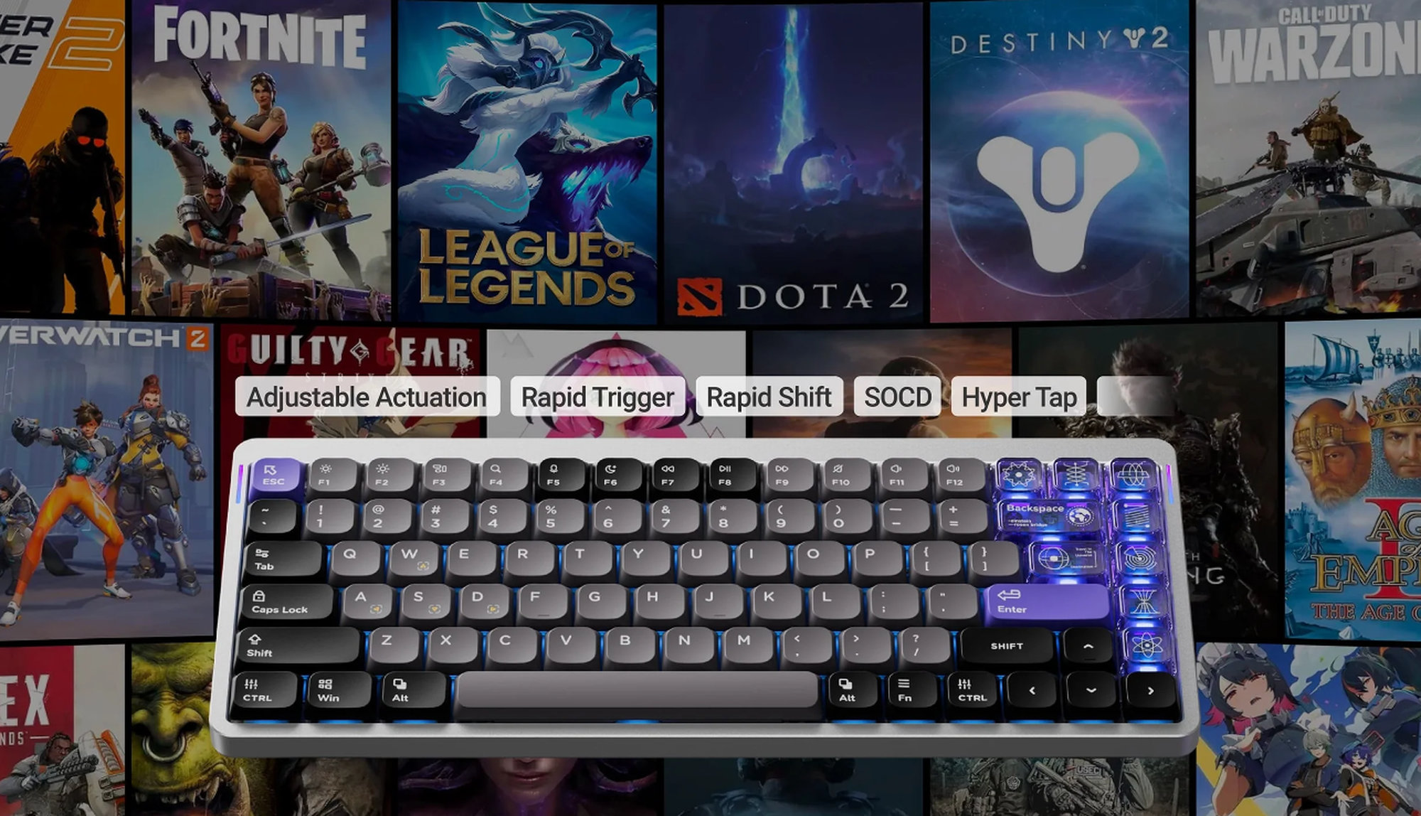 NuPhy Air60 HE Gateron Jade Pro (US) herní klávesnice stříbrná