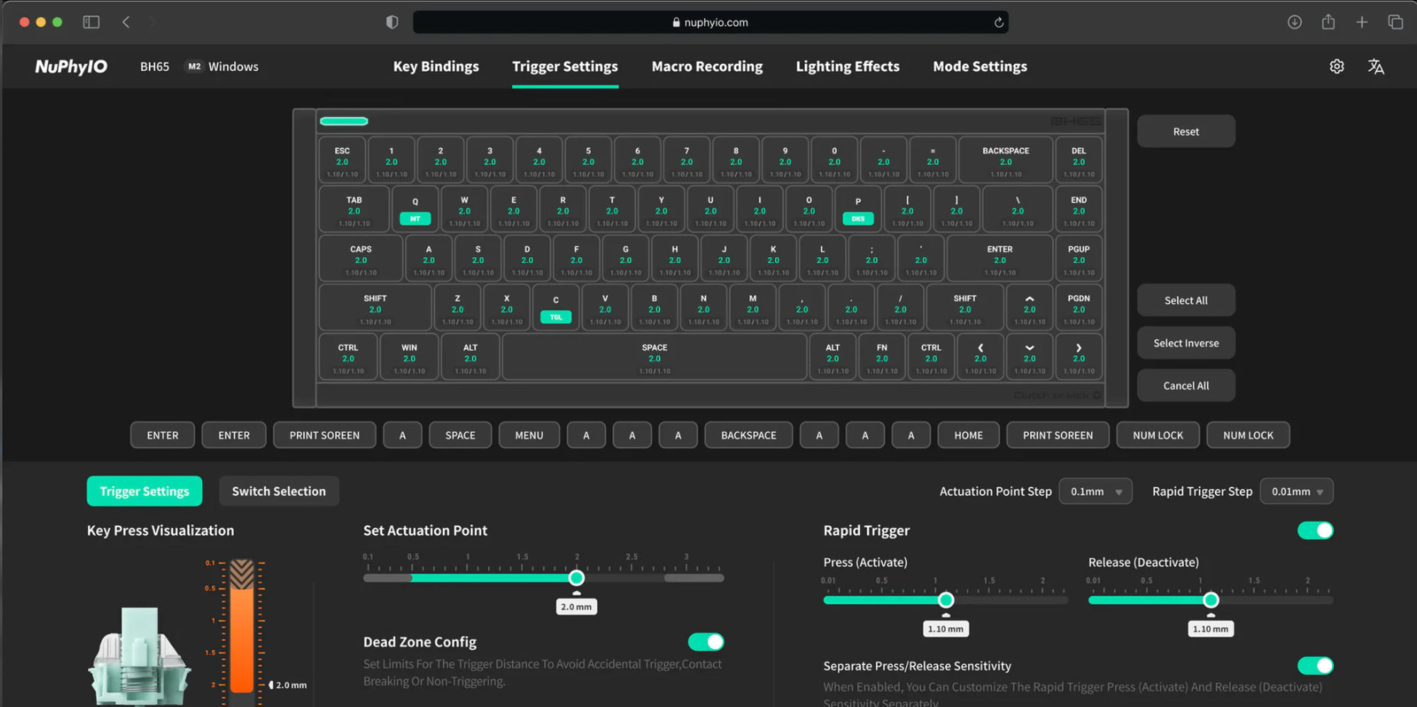 NuPhy BH65 HE Gateron Jade Gaming (US) herní klávesnice černá