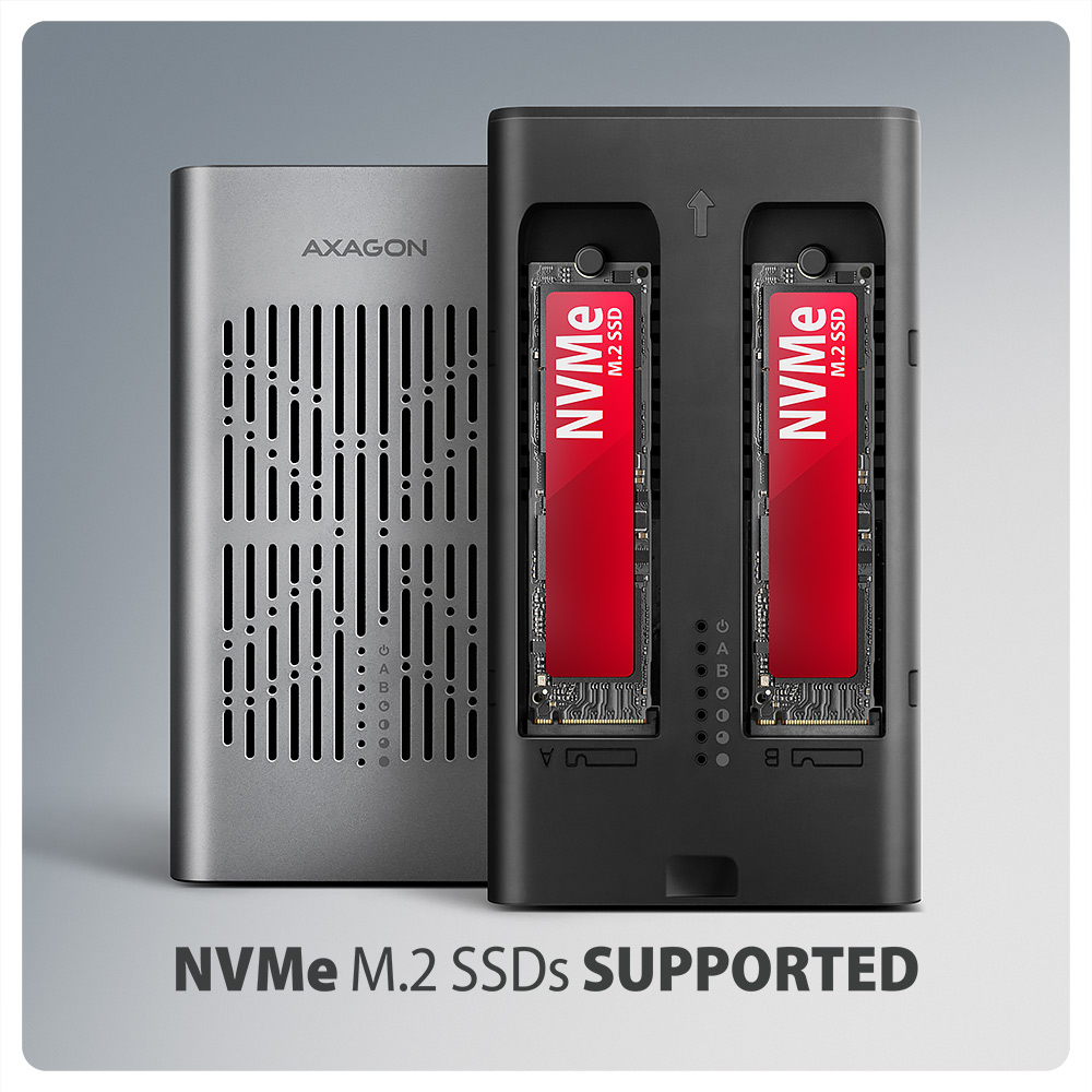 AXAGON EEM2-20GD – box se dvěma M.2 NVMe SSD disky