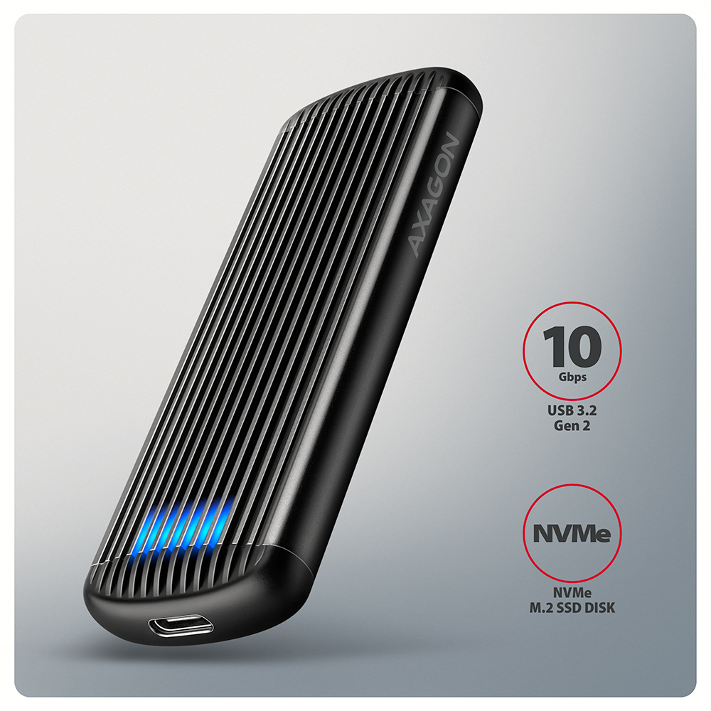 AXAGON EEM2-SC – externí box pro M.2 NVMe SSD s USB-C 10Gbps