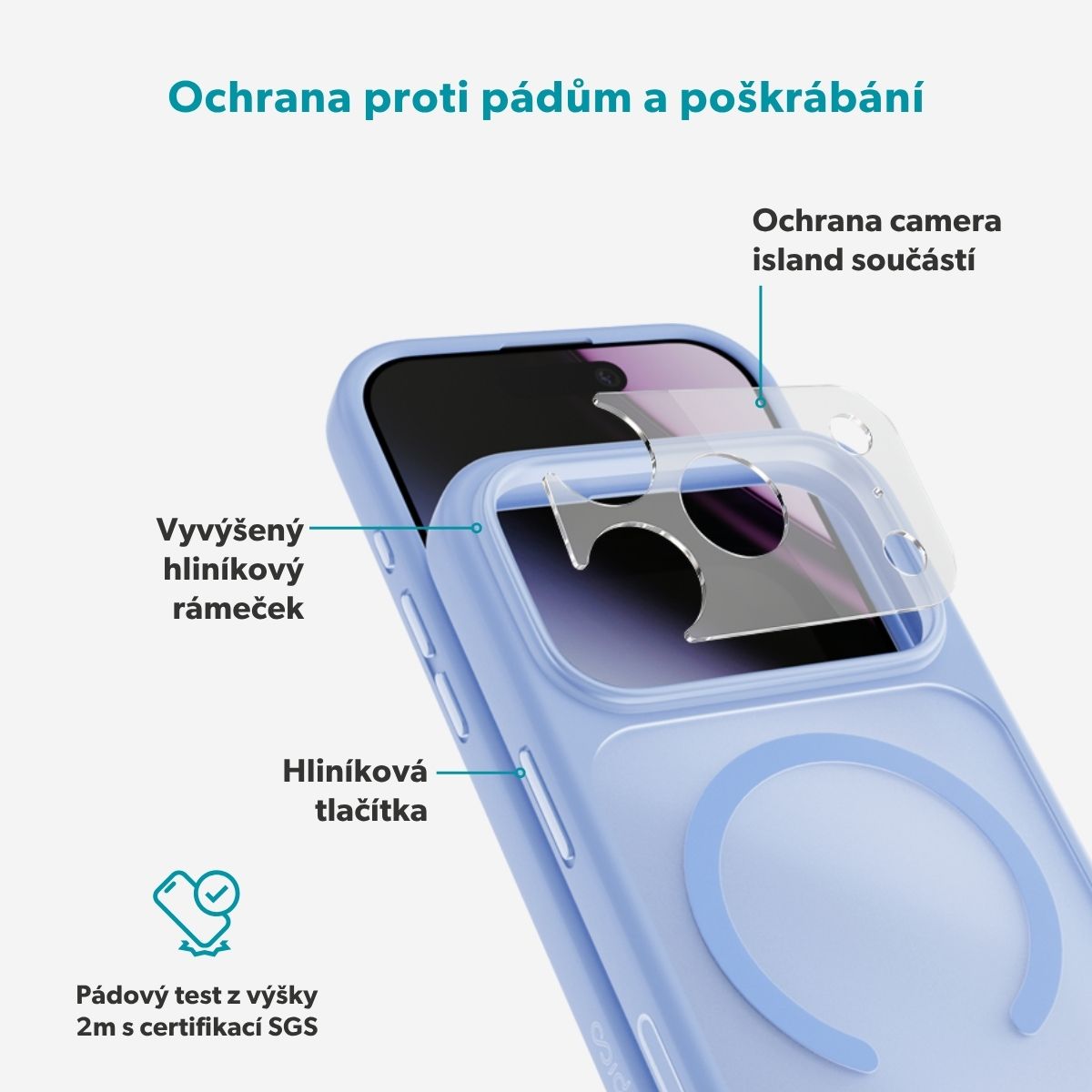 Epico HeroMatte Pro Mag+ MagSafe/Qi2 kryt iPhone 17 Pro/18 Pro světle modrý