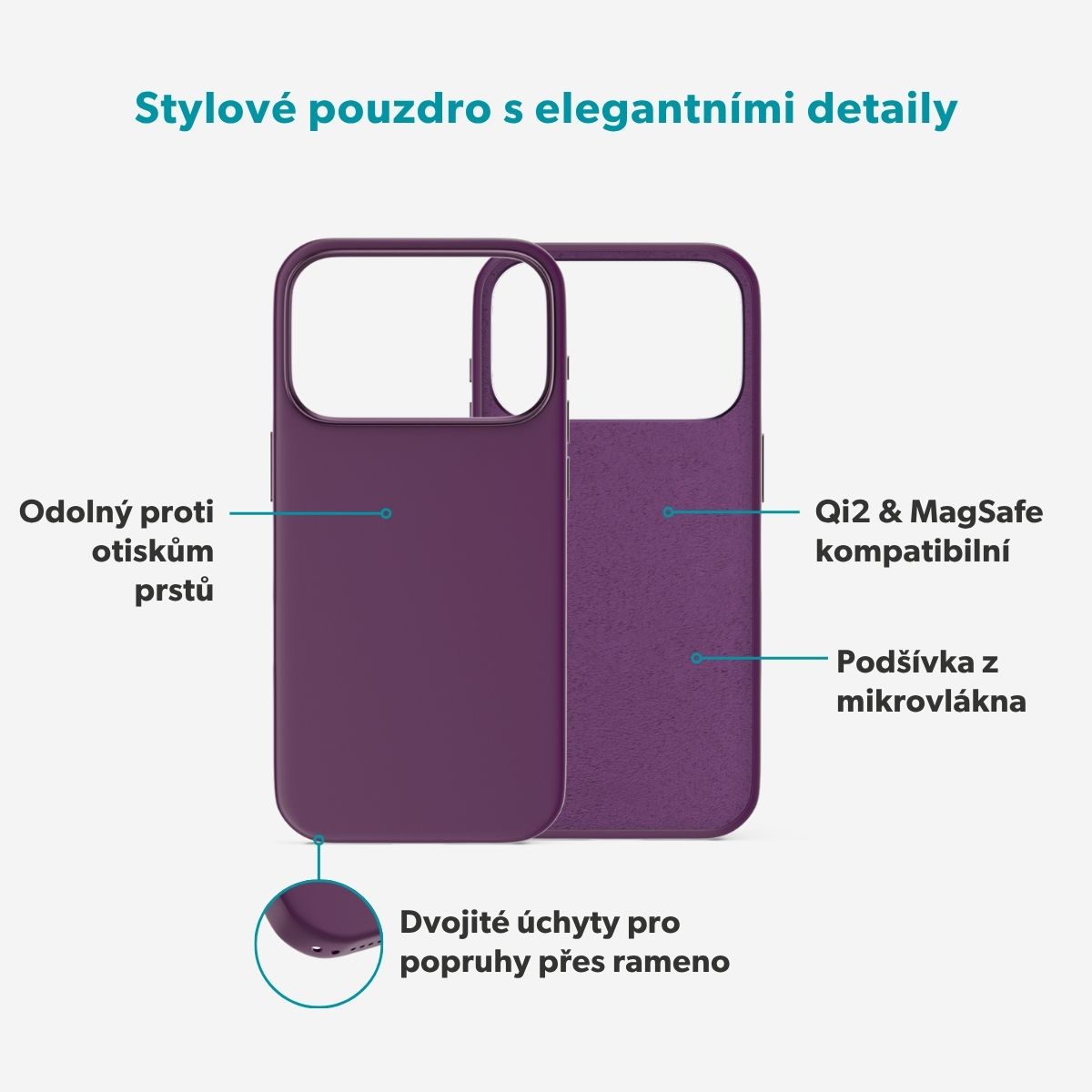 Epico Silicone Pro Mag+ MagSafe/Qi2 silikonový kryt iPhone 17 Pro/18 Pro tmavě fialový