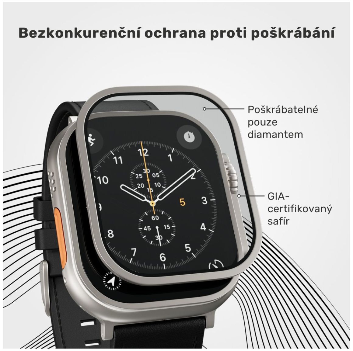 UNUM by Epico SapphireShield Watch Protector safírové sklo pro Apple Watch Ultra (49mm) černé