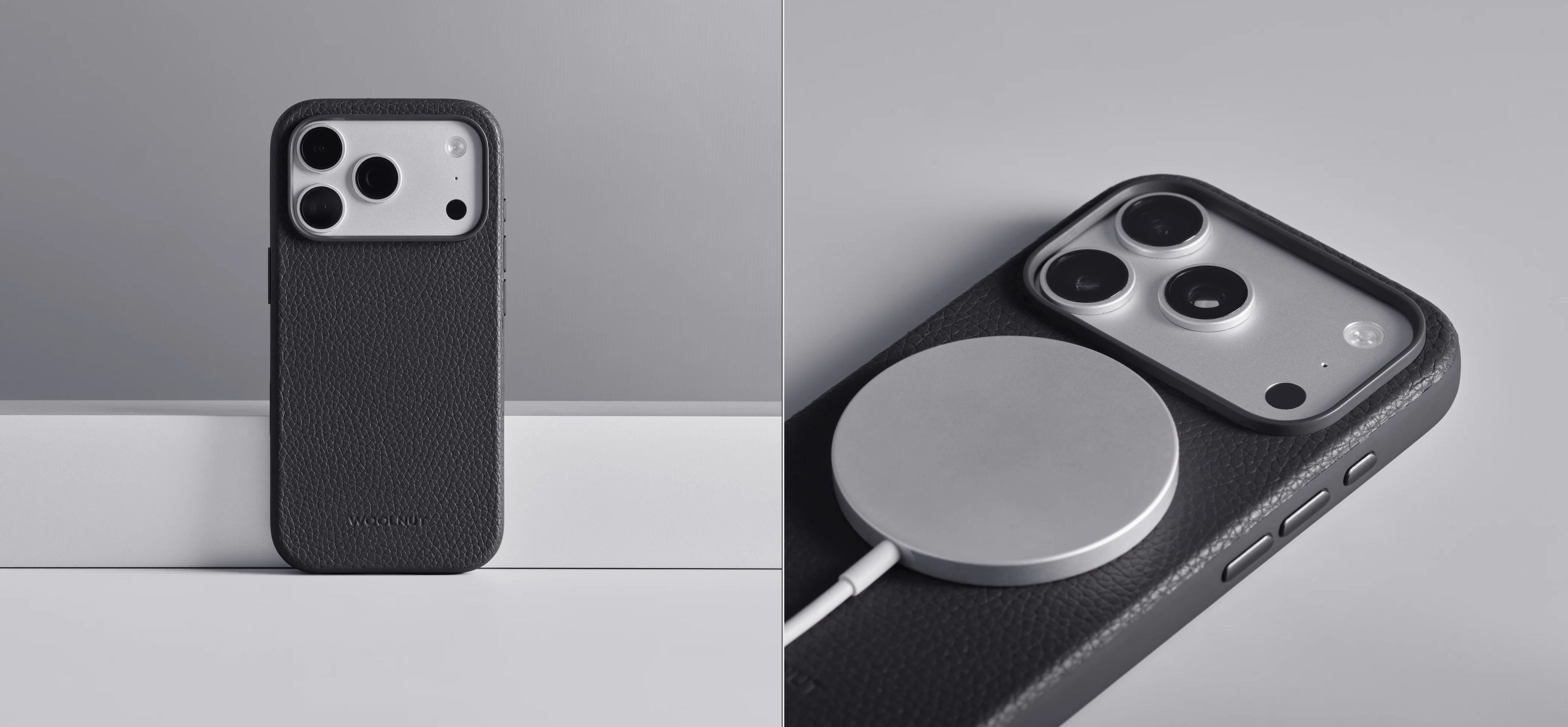 Woolnut MagSafe kožený kryt iPhone 18 Pro Max černý