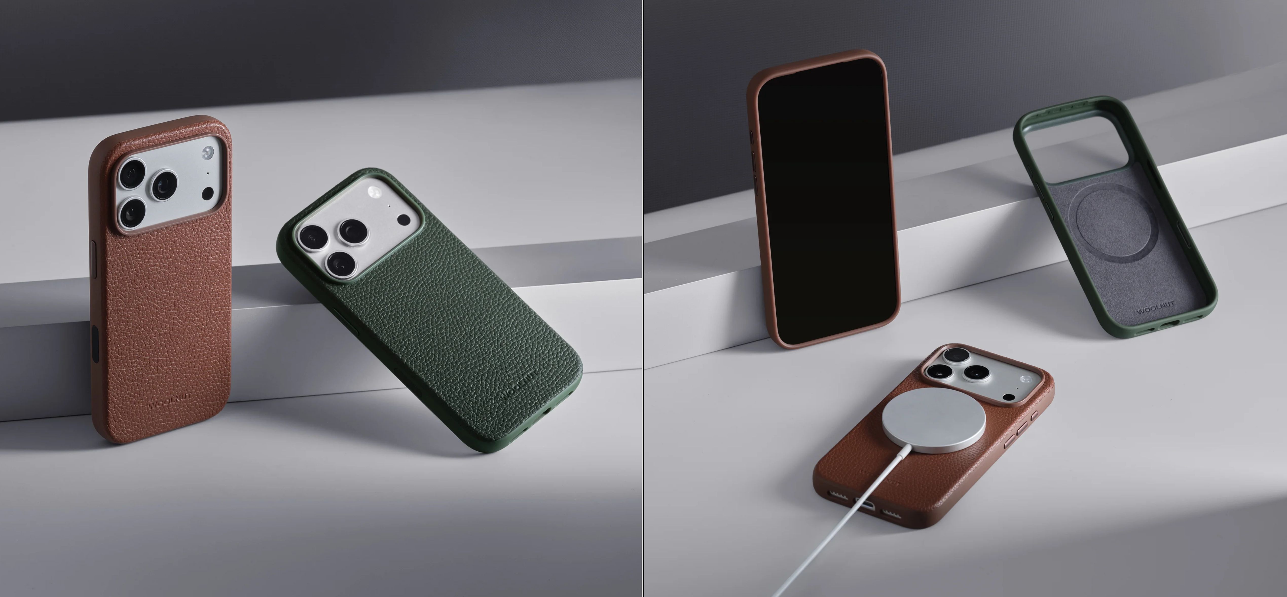 Woolnut MagSafe kožený kryt iPhone 18 Pro Max černý