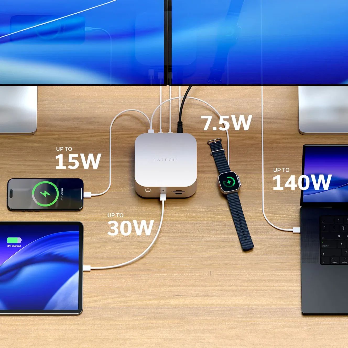 Satechi Thunderbolt 5 CubeDock with SSD Enclosure dokovací stanice (140W) stříbrná