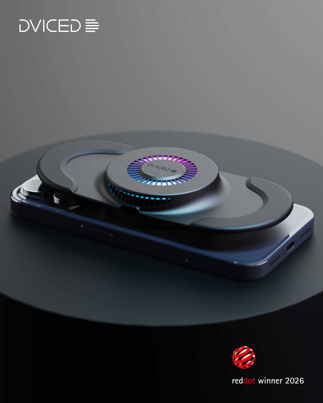 Dviced AERON GRIP Gaming Qi2.2/MagSafe nabíjecí herní držák s aktivním chlazením černý
