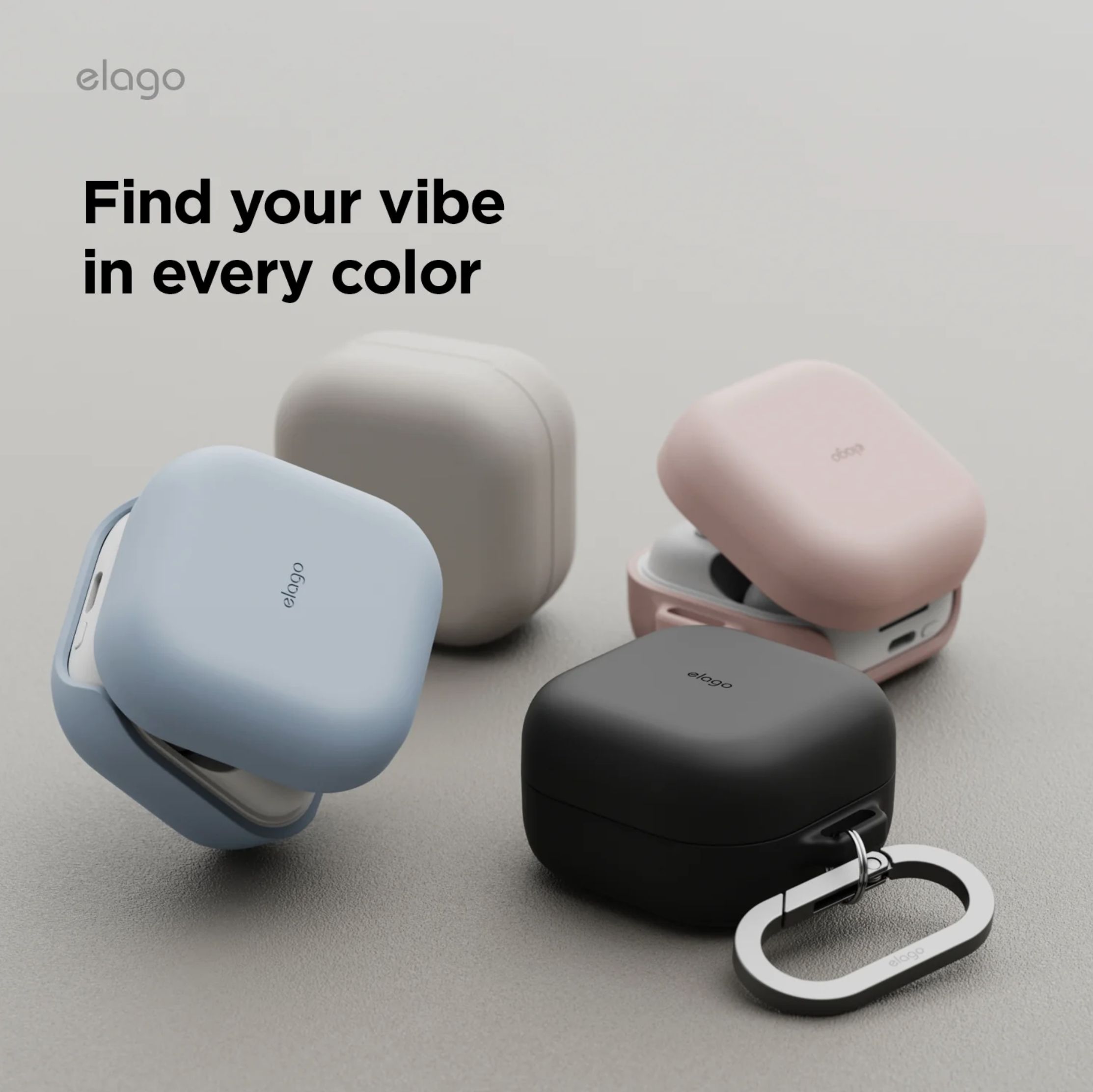 ELAGO Silicone Hang Case pouzdro pro Samsung Galaxy Buds4/Buds4 Pro černé
