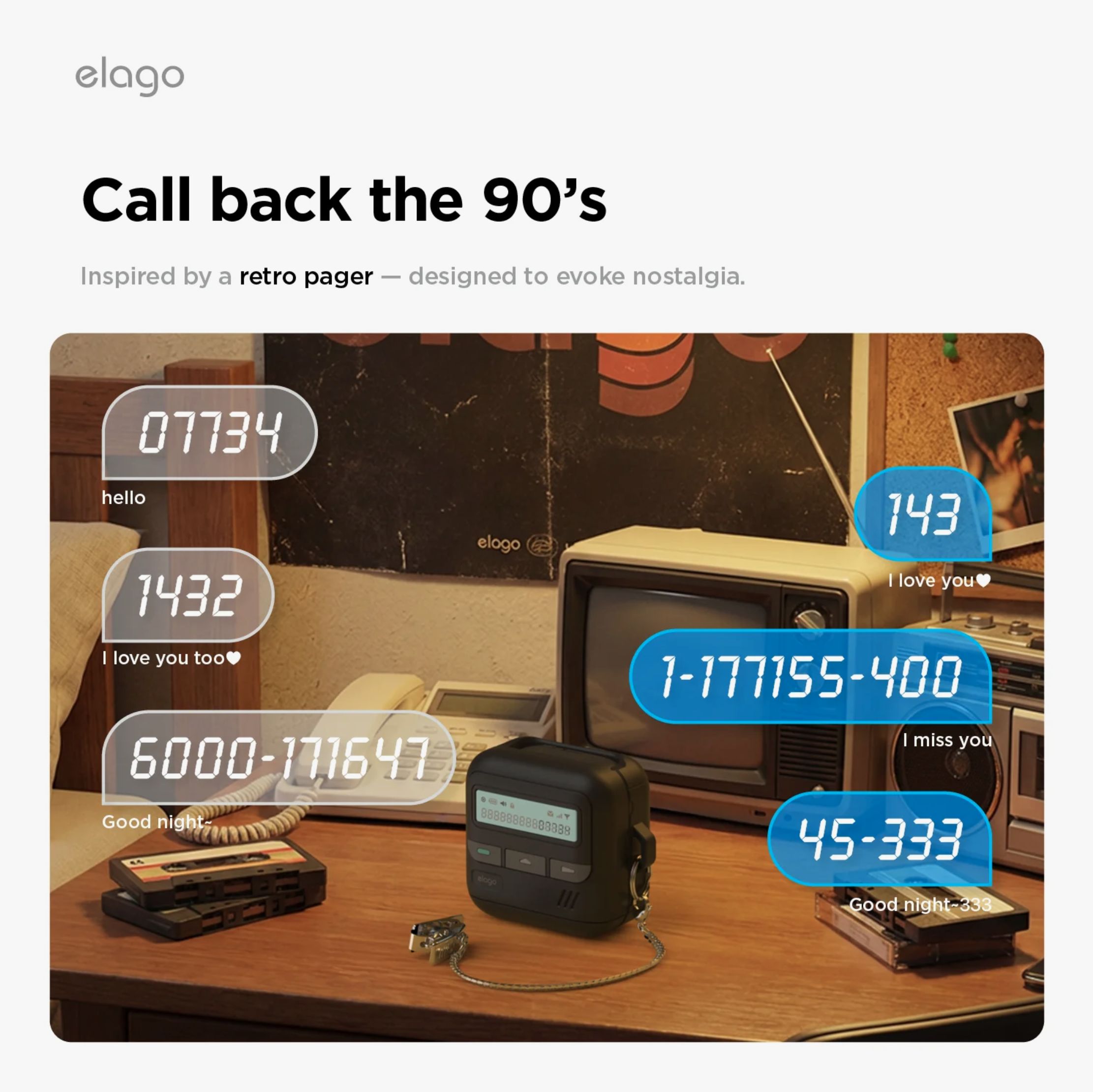 ELAGO Pager Hang Case pouzdro pro Samsung Galaxy Buds4/Buds4 Pro černé