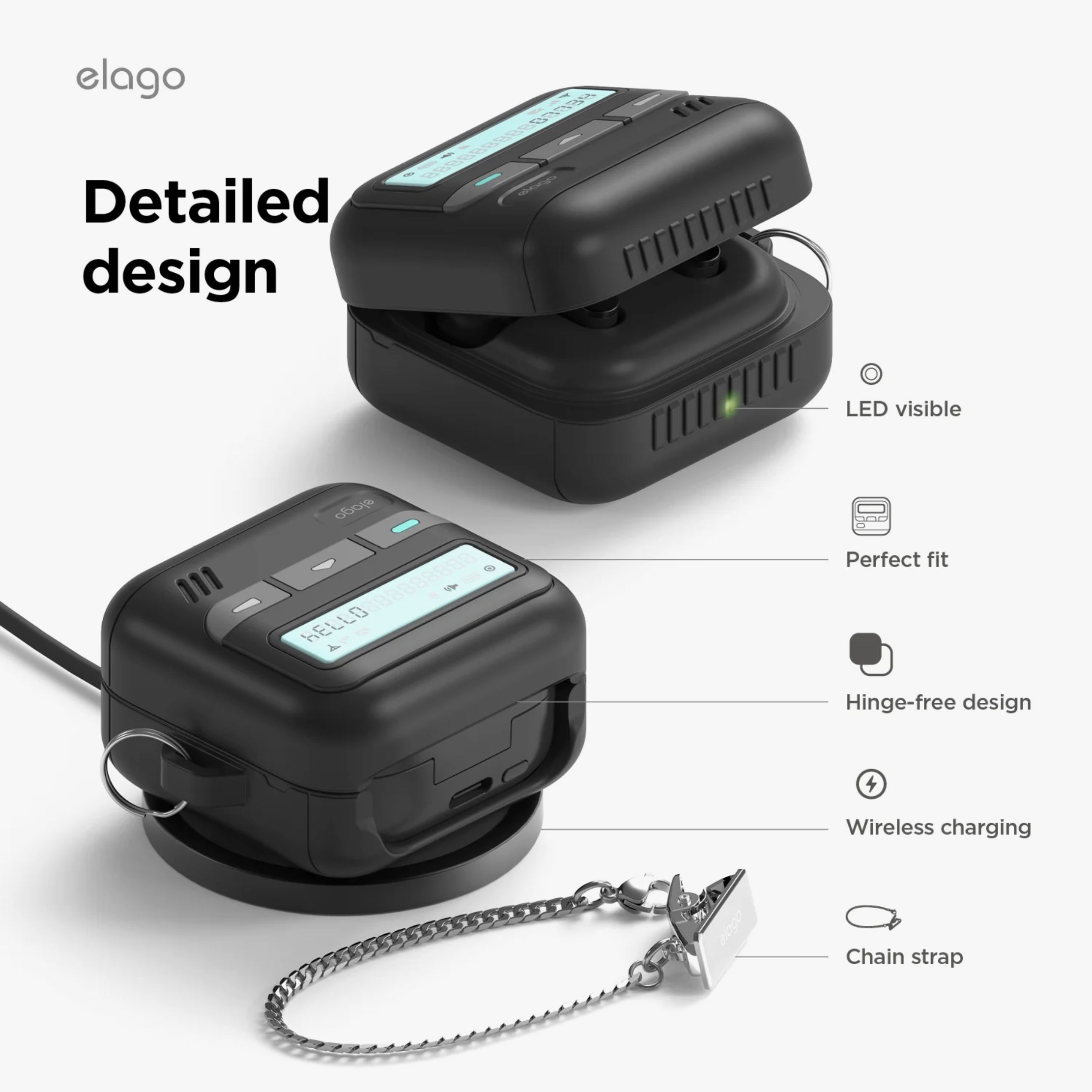 ELAGO Pager Hang Case pouzdro pro Samsung Galaxy Buds4/Buds4 Pro černé