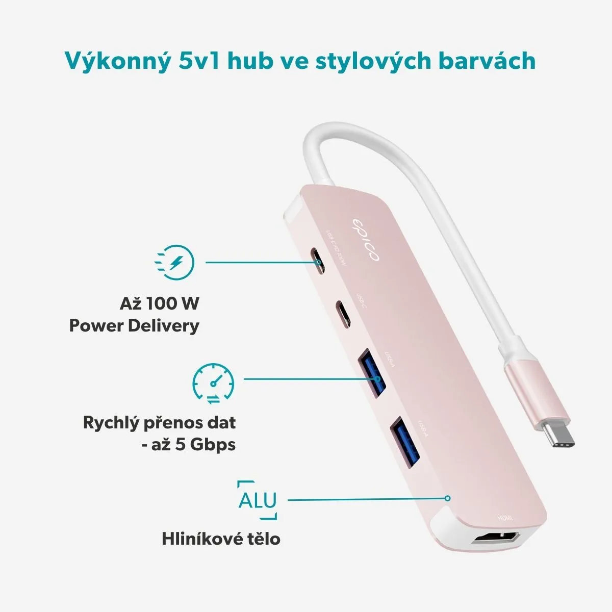 Epico UltraHub 5in1 Slim Alu USB-C Hub EH15 indigo