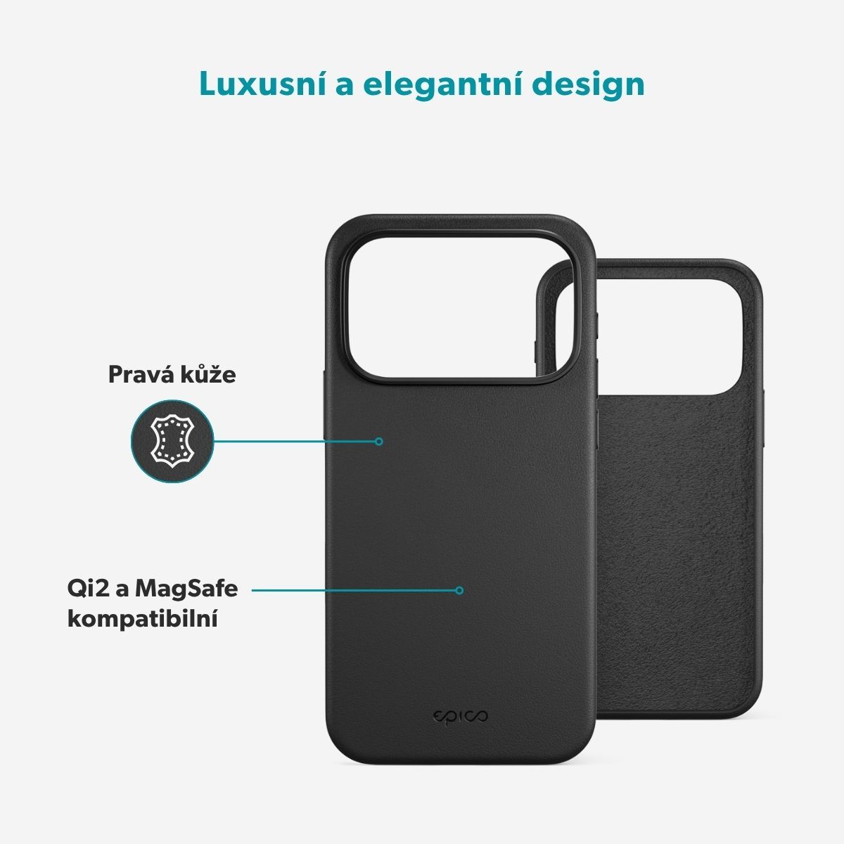 Epico Leather Pro Mag+ MagSafe/Qi2 kožený kryt iPhone 17 Pro/18 Pro černý