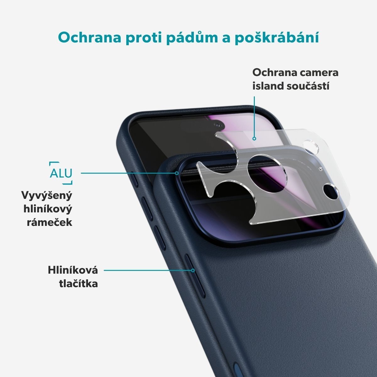 Epico Leather Pro Mag+ MagSafe/Qi2 kožený kryt iPhone 17 Pro/18 Pro modrý