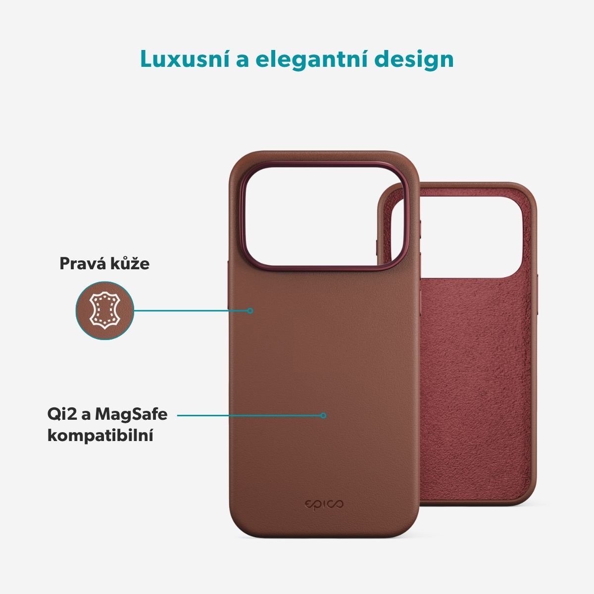 Epico Leather Pro Mag+ MagSafe/Qi2 kožený kryt iPhone 17 Pro Max/18 Pro Max hnědý