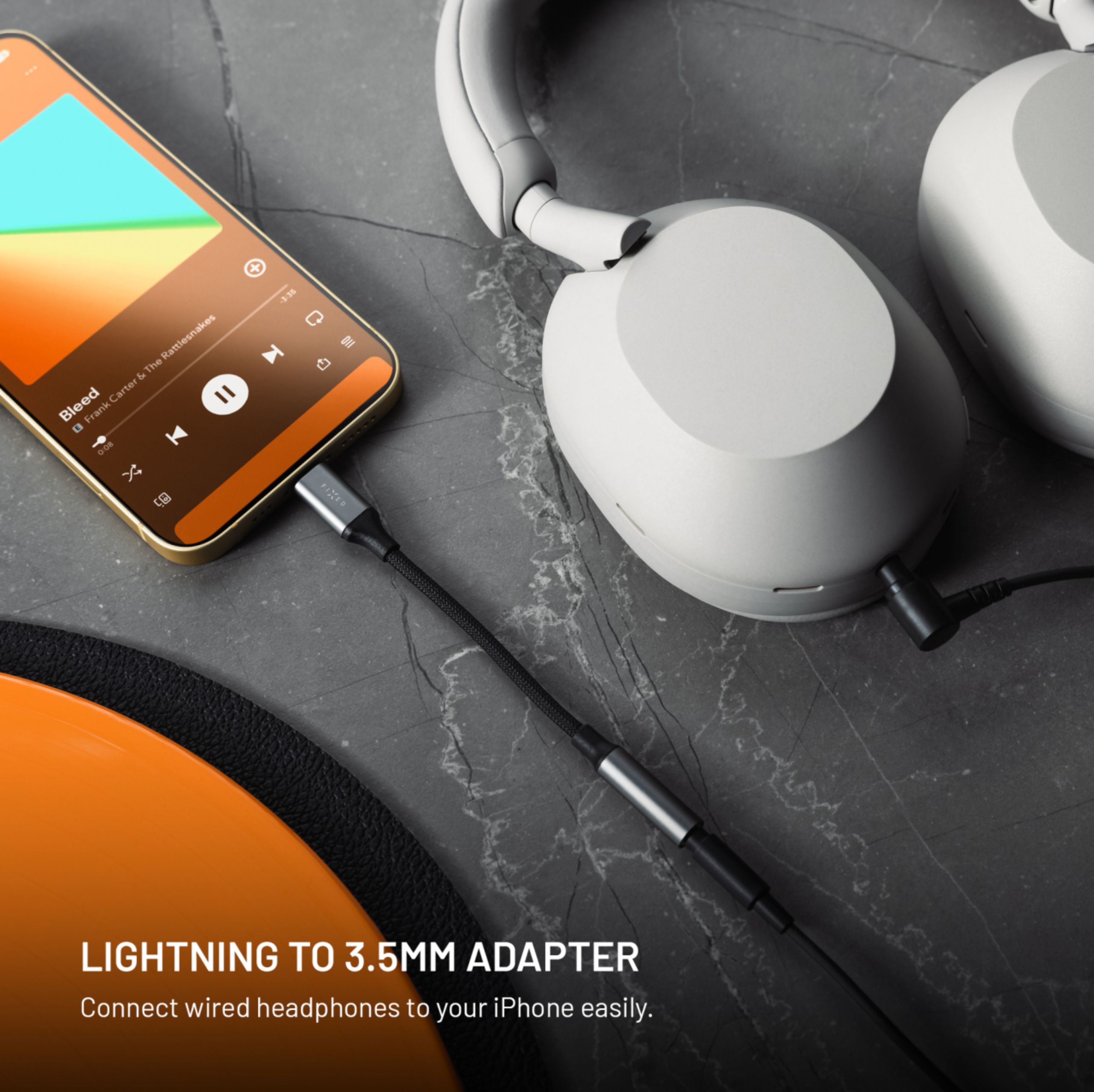 FIXED Link hliníková redukce Lightning na 3,5mm jack, vesmírně šedá