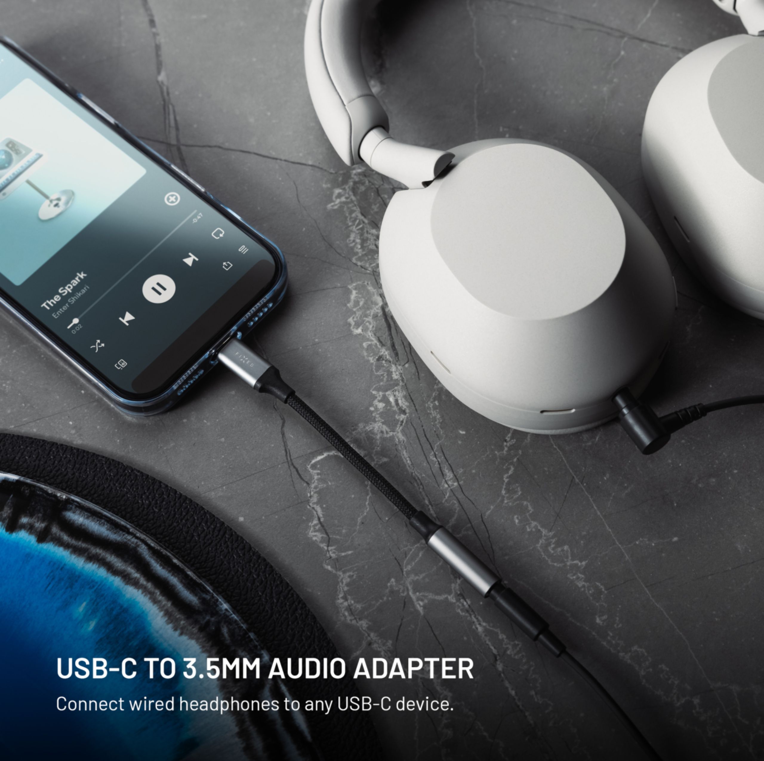 FIXED Link hliníková redukce USB-C na 3,5mm jack, vesmírně šedá