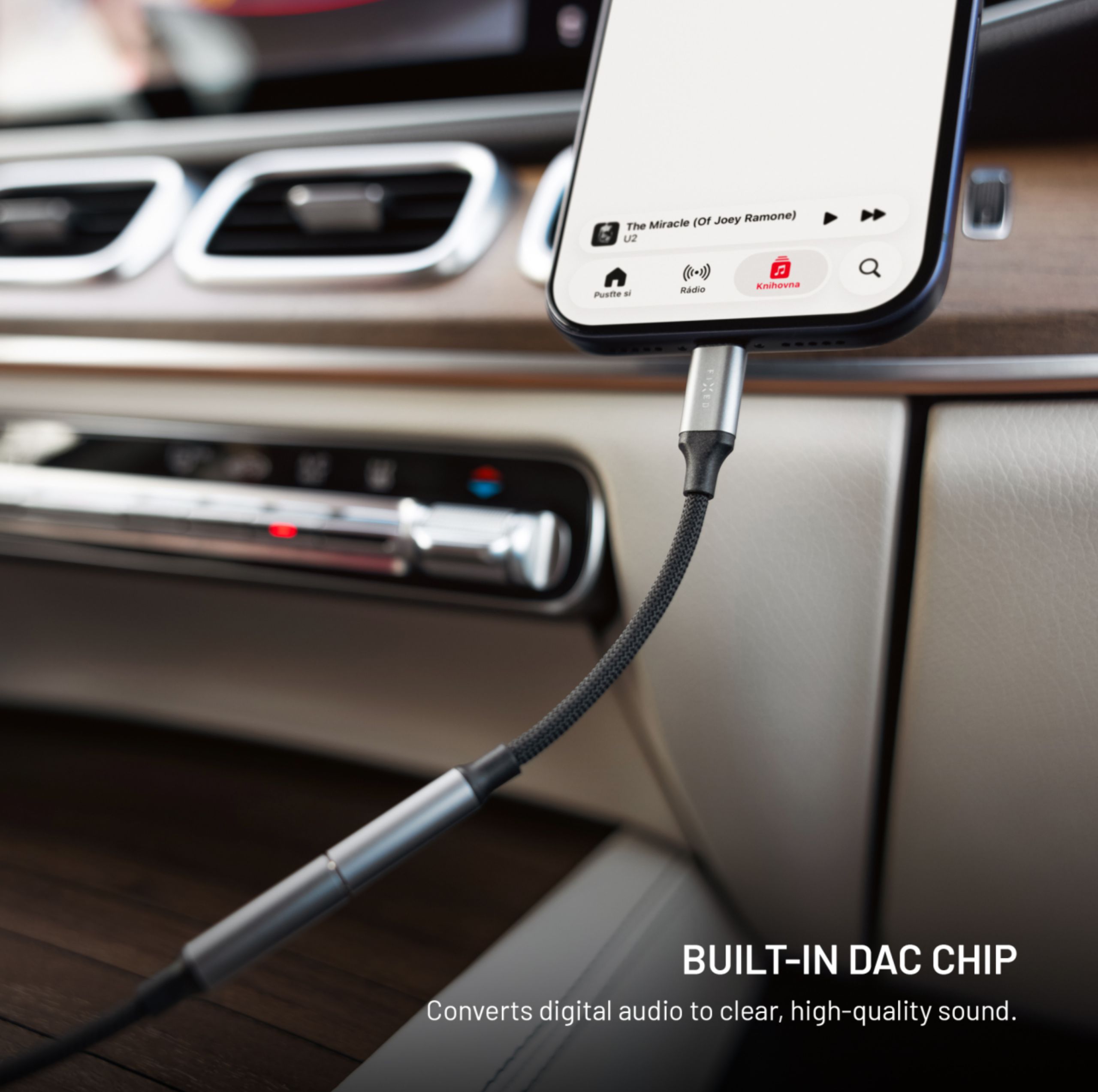FIXED Link hliníková redukce USB-C na 3,5mm jack, vesmírně šedá