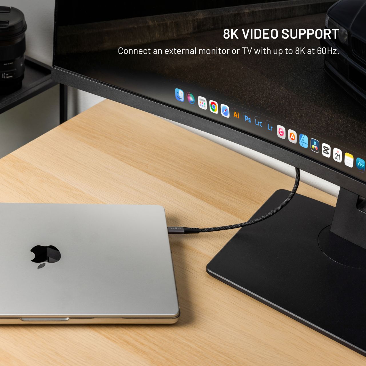 FIXED Media Cable opletený kabel USB-C/USB-C, PD 3.1, USB4 Gen3 40Gbps, 8K(60Hz),240W, 35cm, černý