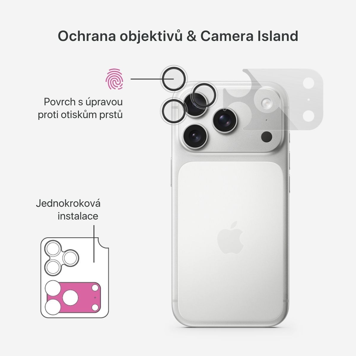 iWant Antireflexní ochrana čoček s aplikátorem pro iPhone 18 Pro