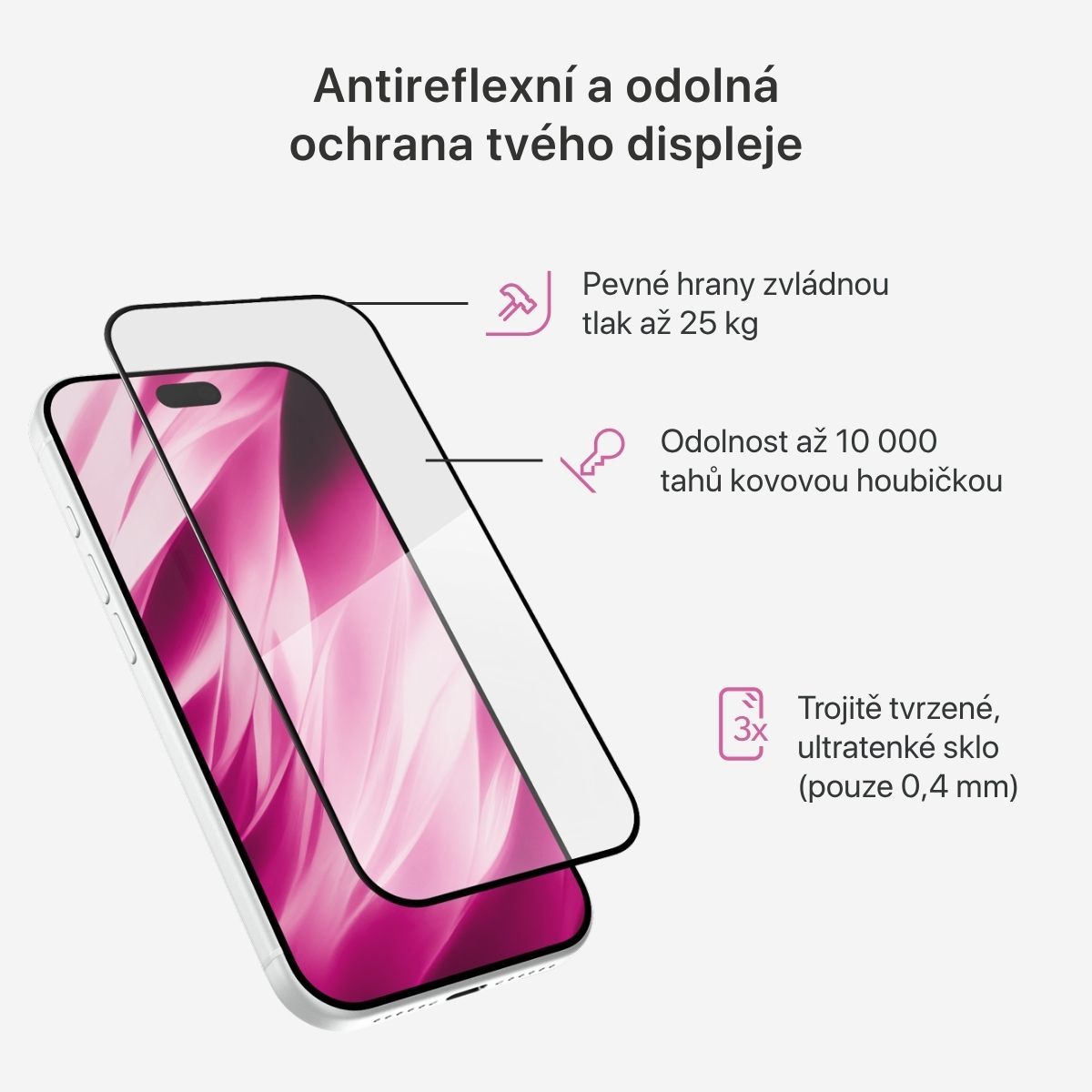 iWant Aura AntiReflective Glass 3D tvrzené sklo pro iPhone 17 Pro/18 Pro