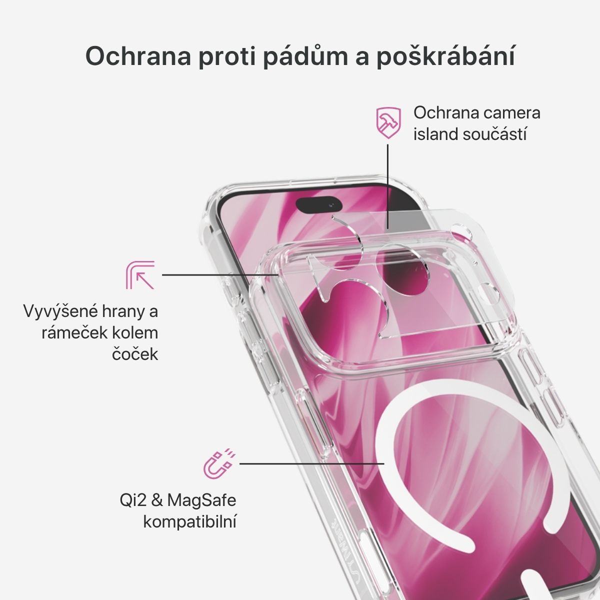 iWant Hero Mag+ MagSafe/Qi2 kryt iPhone 17 Pro/18 Pro čirý