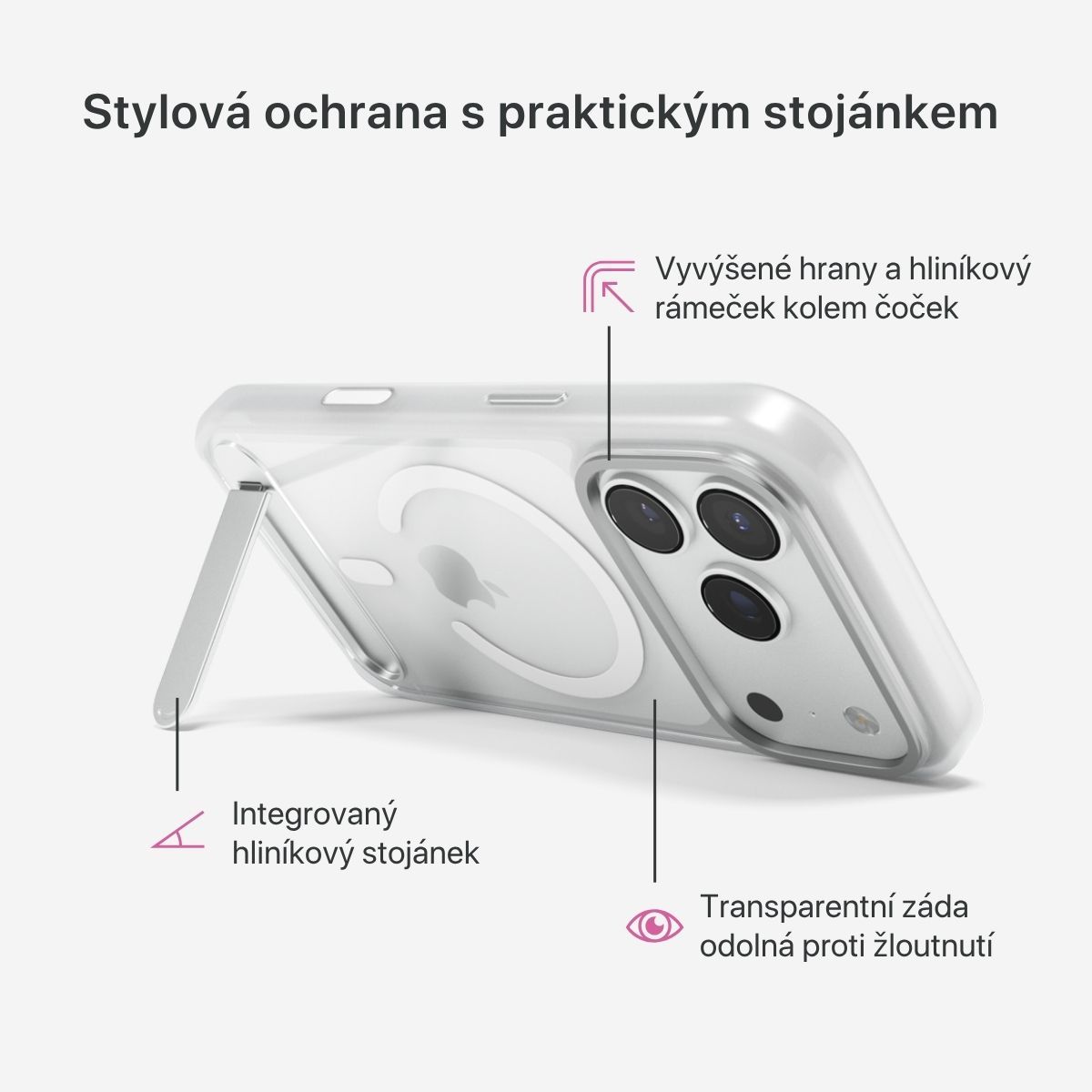 iWant Mag+ HeroStand MagSafe/Qi2 kryt se stojánkem iPhone 17 Pro Max/18 Pro Max matný