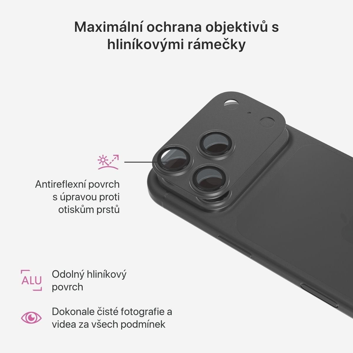 iWant Aluminium AntiReflective Lens & Island hliníkový rámeček pro iPhone 18 Pro Max černý