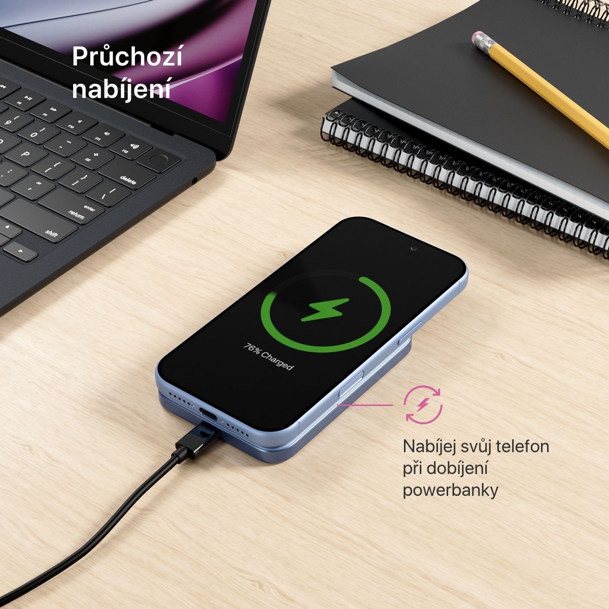 iWant by Epico UltraPack Qi2 Slim 5000mAh hliníková Mag+ bezdrátová powerbanka světle modrá