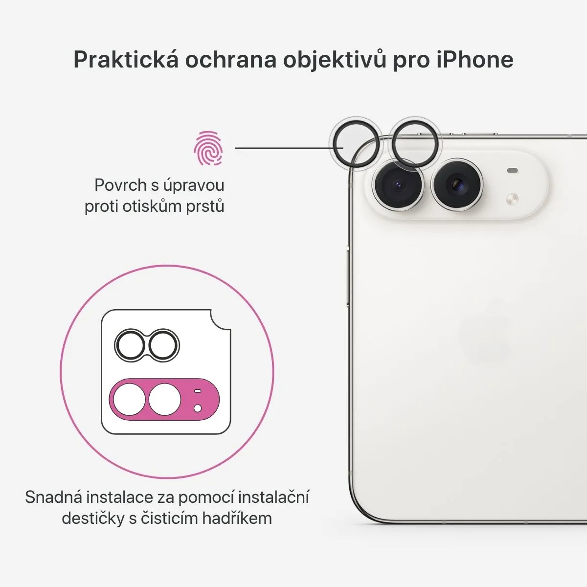 iWant Antireflexní ochrana čoček s aplikátorem pro iPhone Ultra