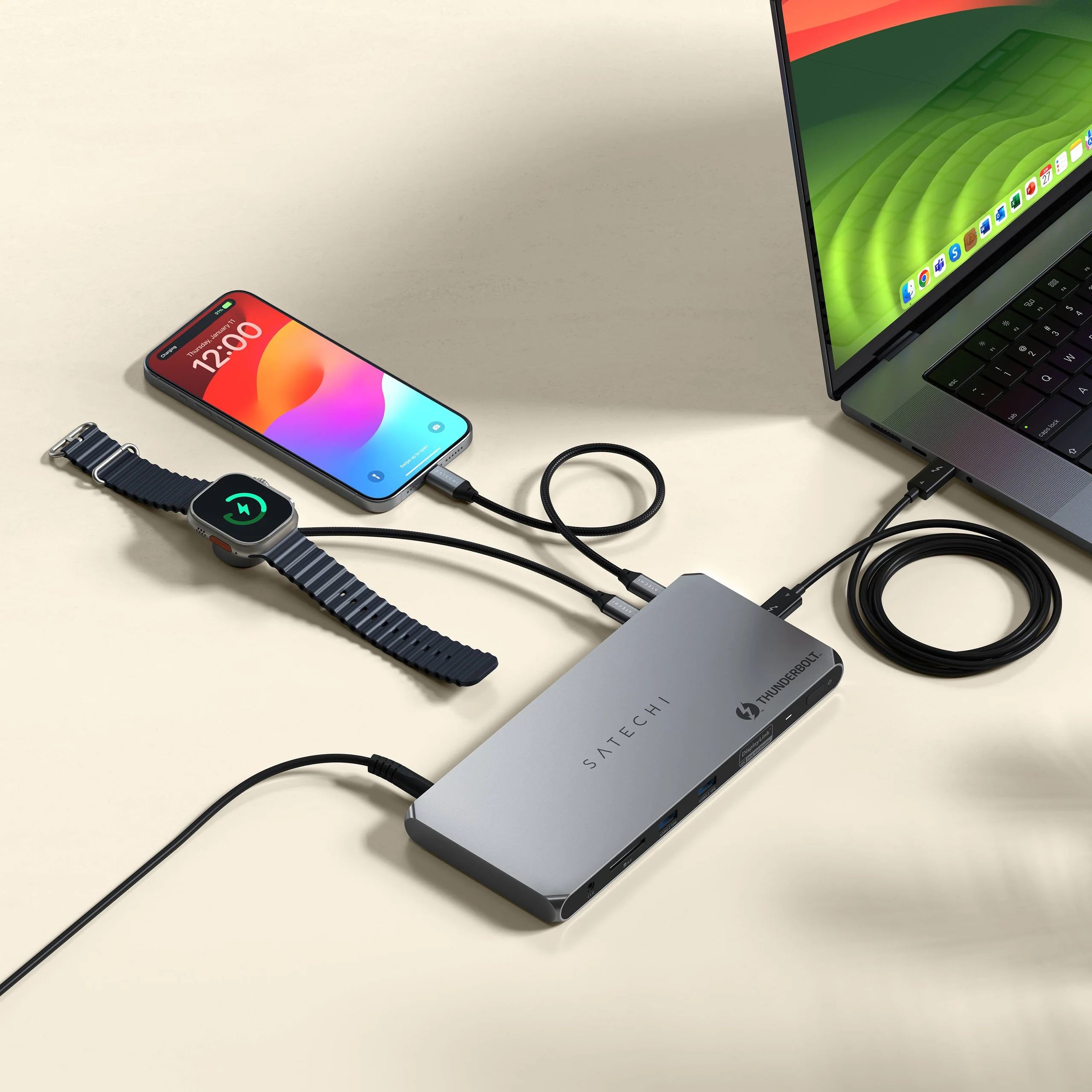 Satechi Thunderbolt 4 Docking Station with DisplayLink dokovací stanice vesmírně šedá