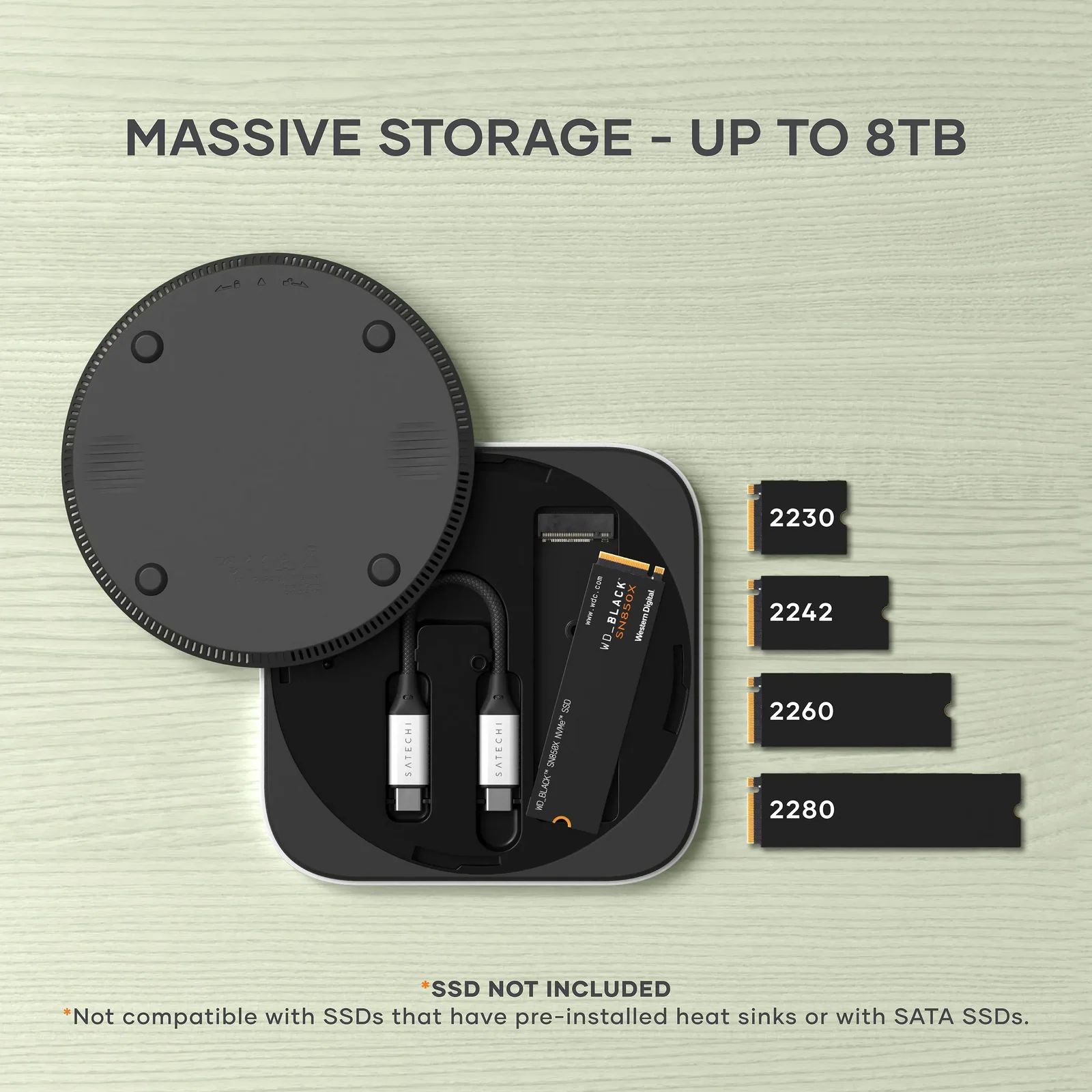 Satechi USB4 Slim NVMe SSD externí box stříbrný