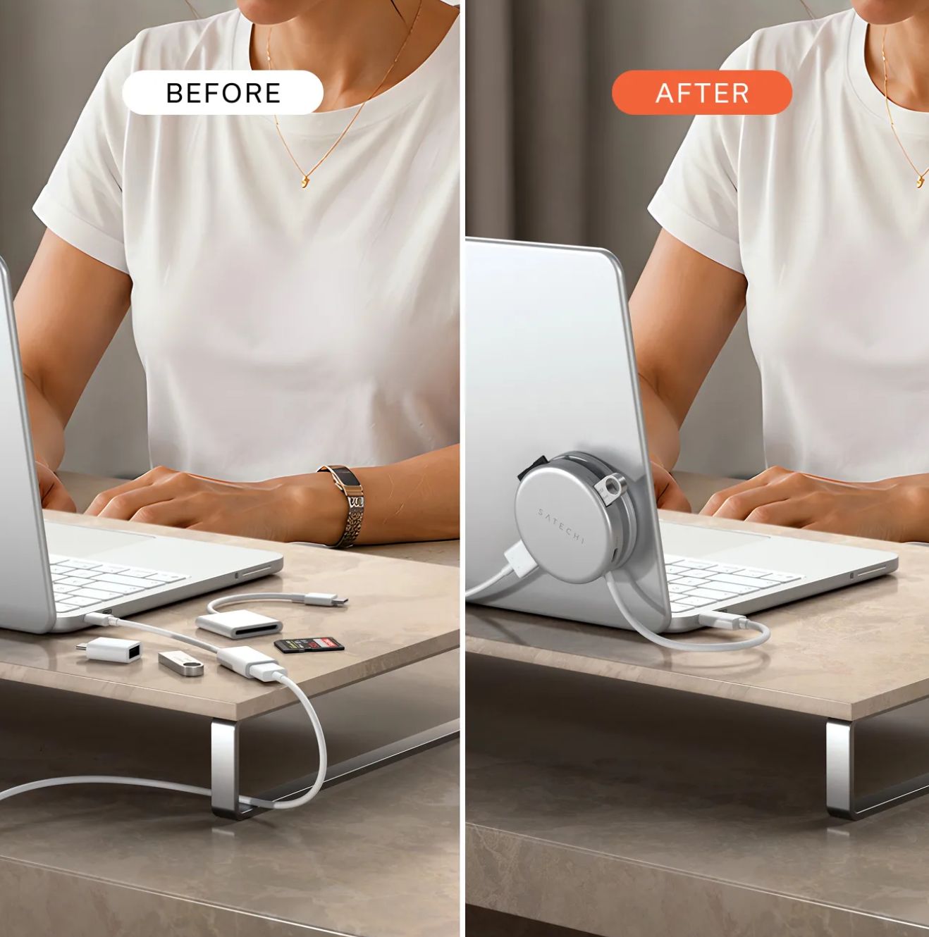Satechi OntheGo 5-in-1 Multiport Adapter (MacBook Neo) ruměný