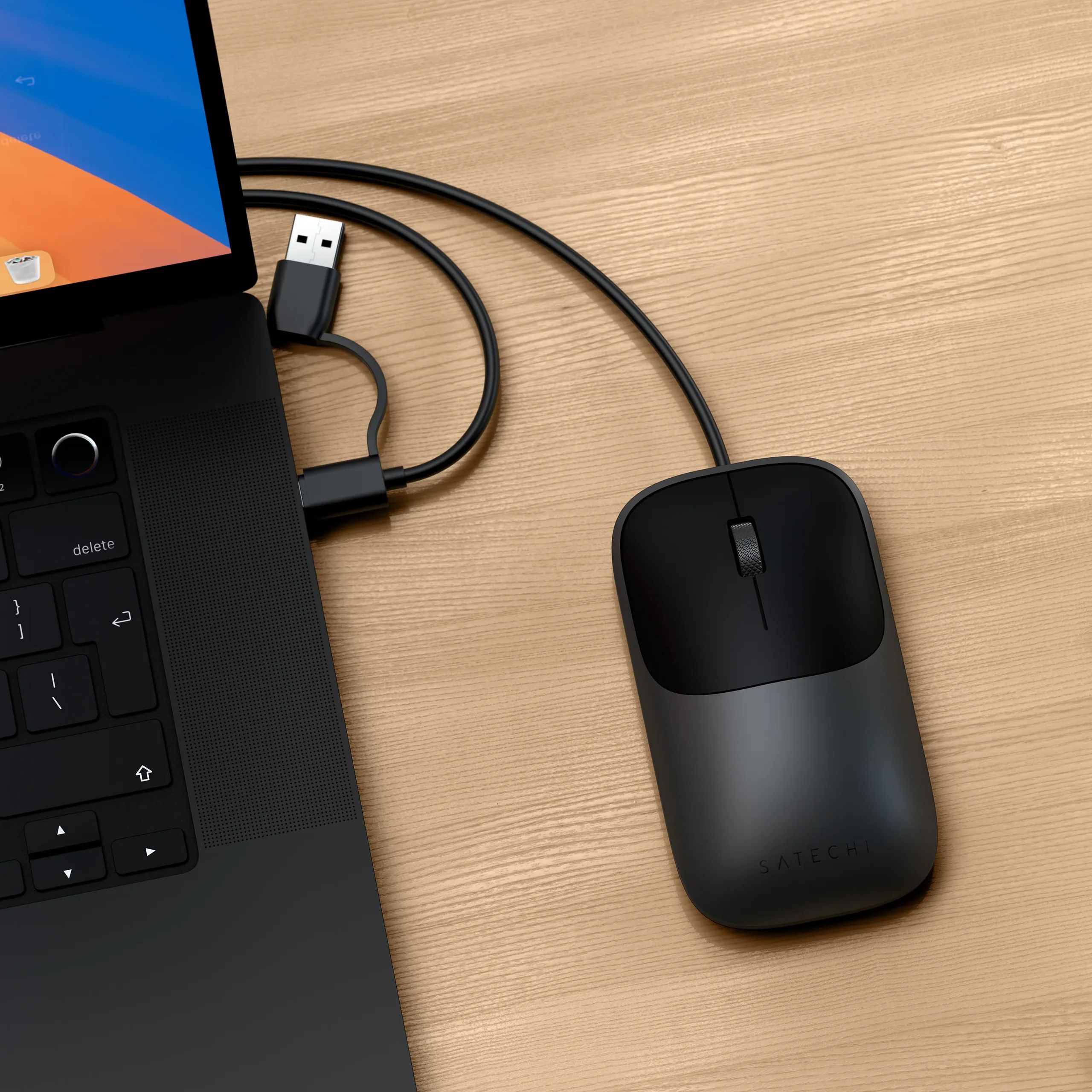 Satechi Slim LX drátová myš stříbrná