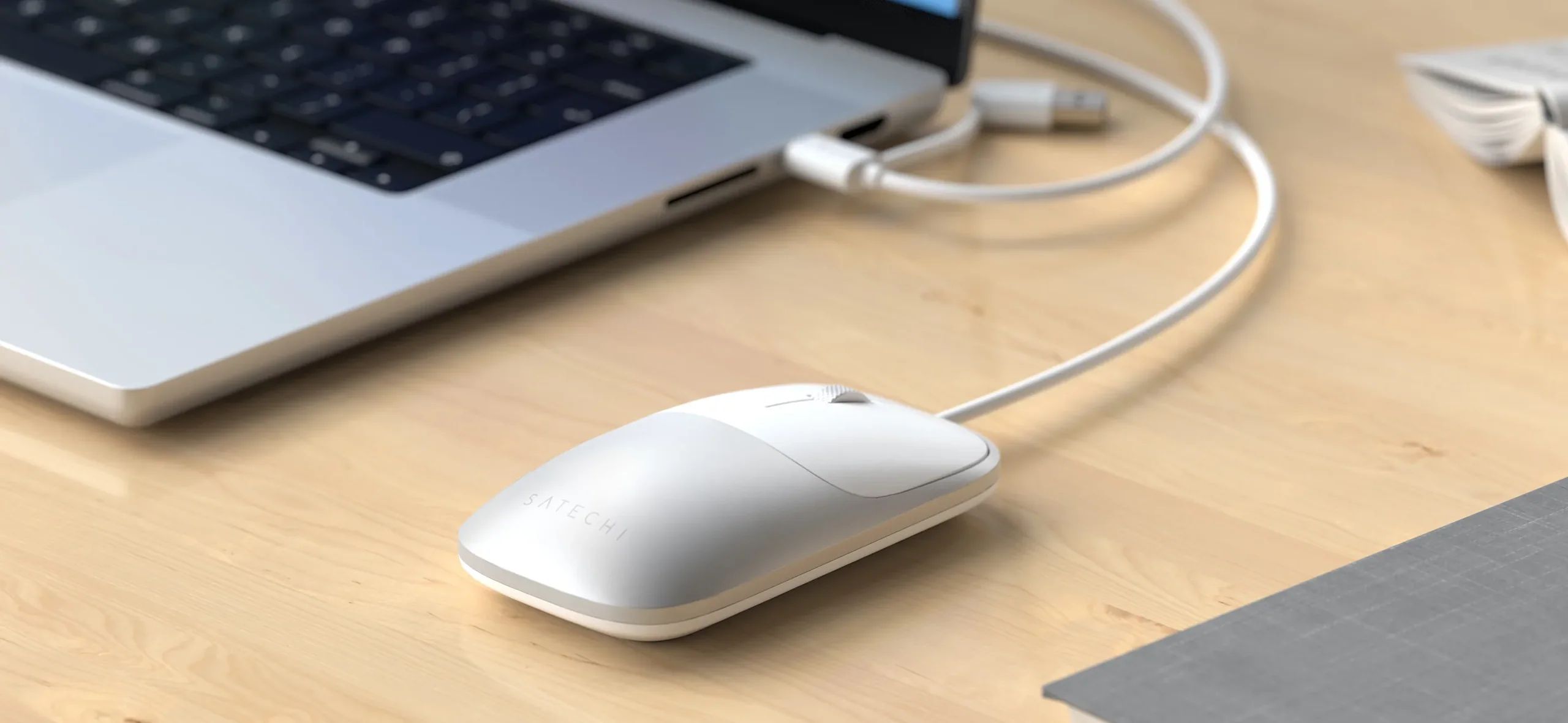 Satechi Slim LX drátová myš stříbrná
