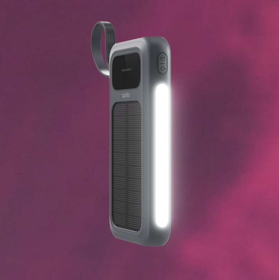 Spello ForcePack 5in1 10000mAh solární powerbanka se 4 integrovanámi kabely SP15 | šedá