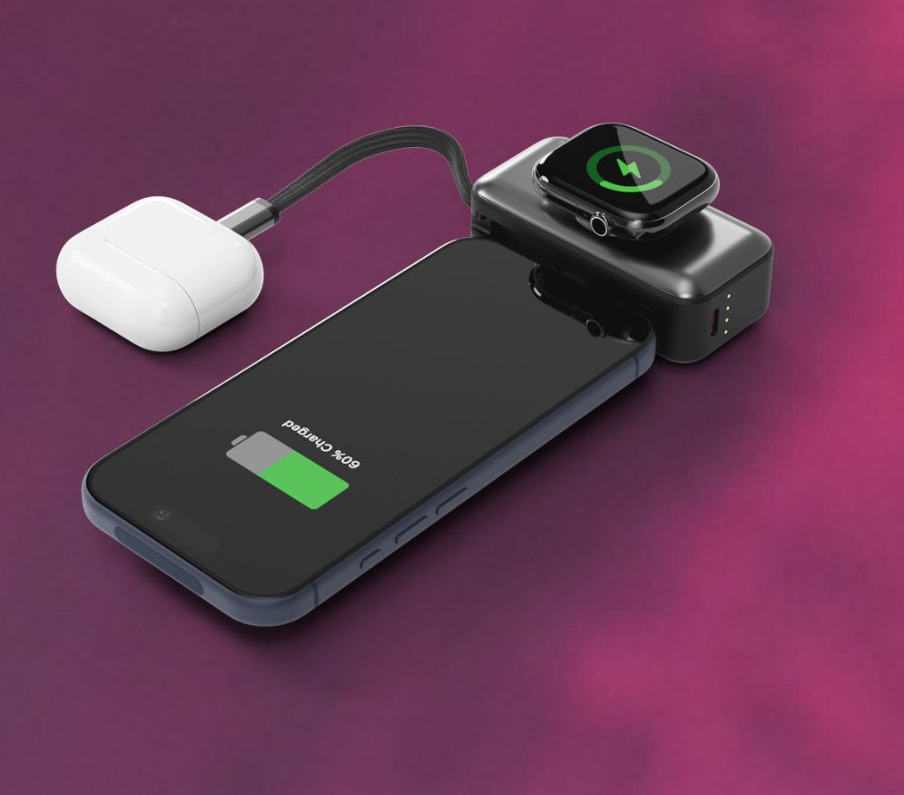 Spello ForcePack Mini 2in1 5000mAh powerbanka so stojančekom a káblom čierna/sivá