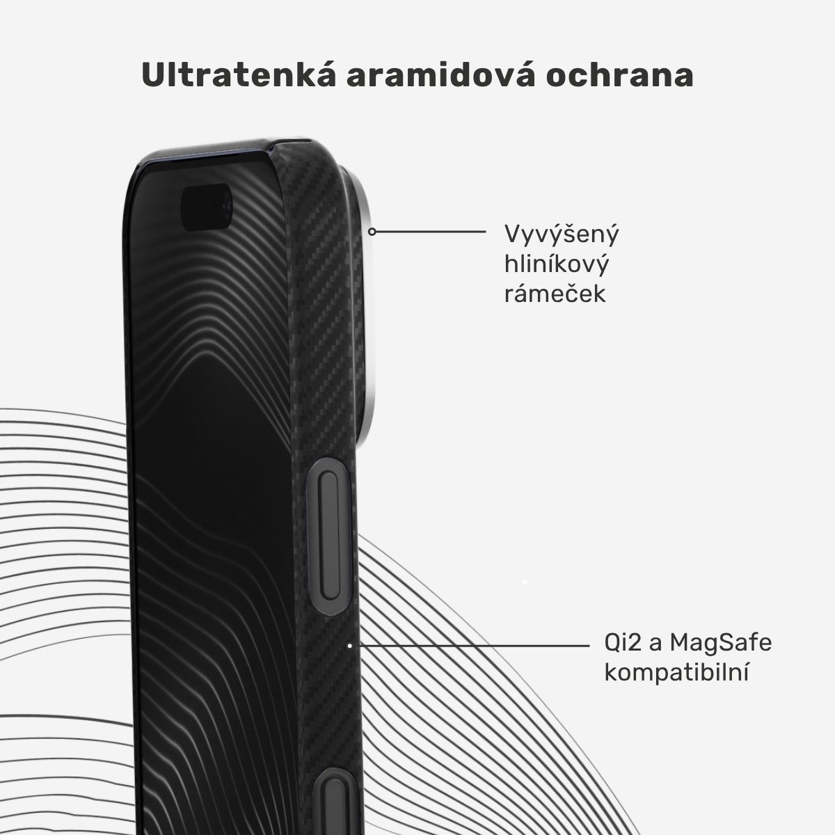 UNUM by Epico SlimAramid Mag+ MagSafe/Qi2 aramidový kryt iPhone 17 Pro/18 Pro černý